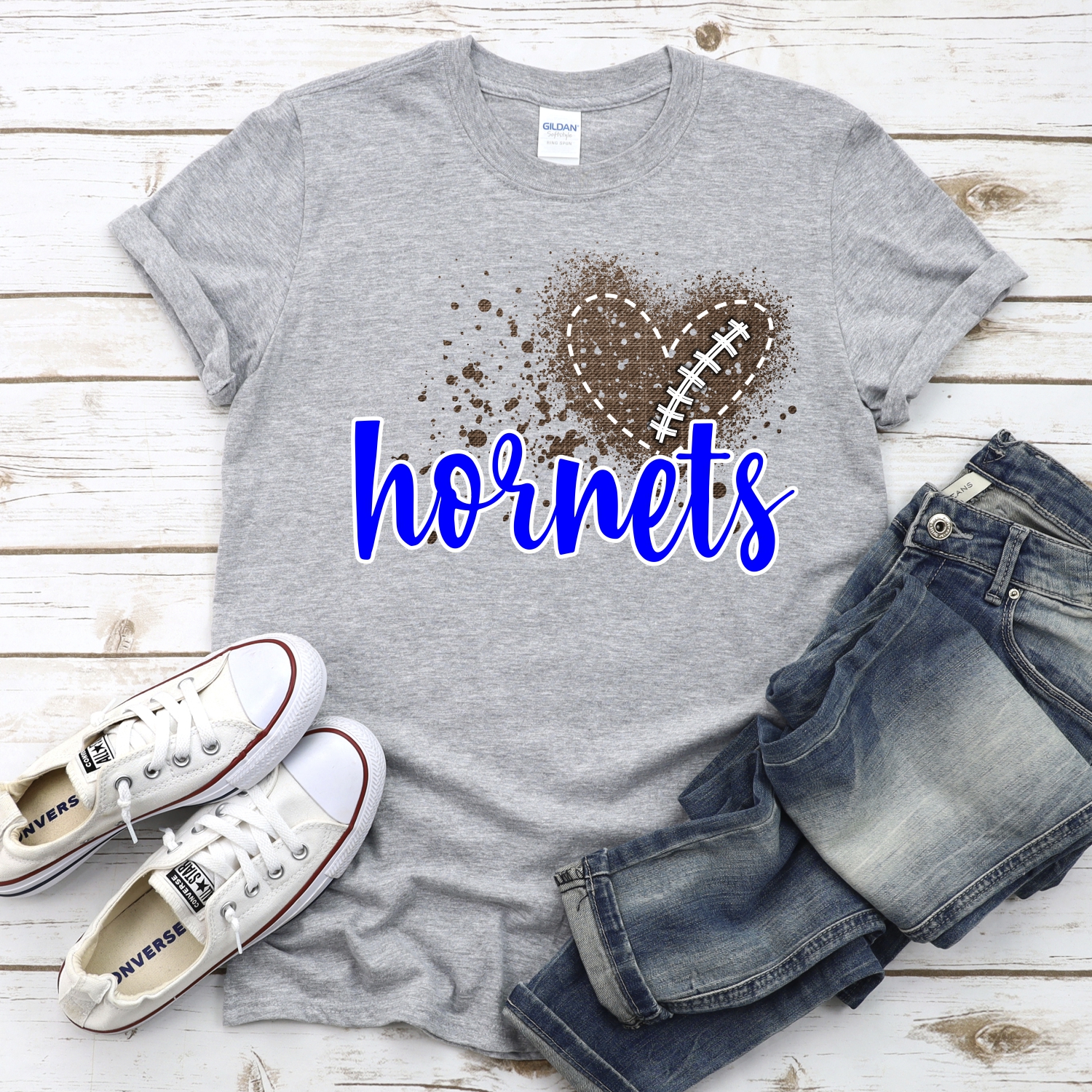 CUSTOM Hornets football messy heart *DTF* Transfer - Image 2