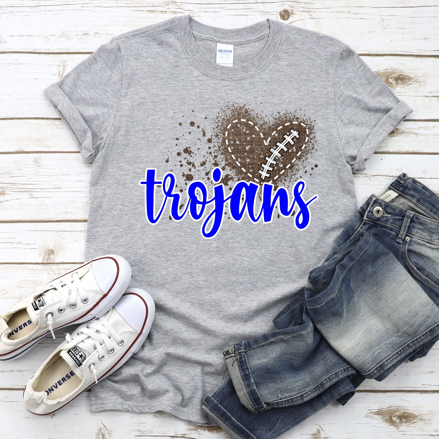 CUSTOM Trojans football messy heart *DTF* Transfer - Image 2