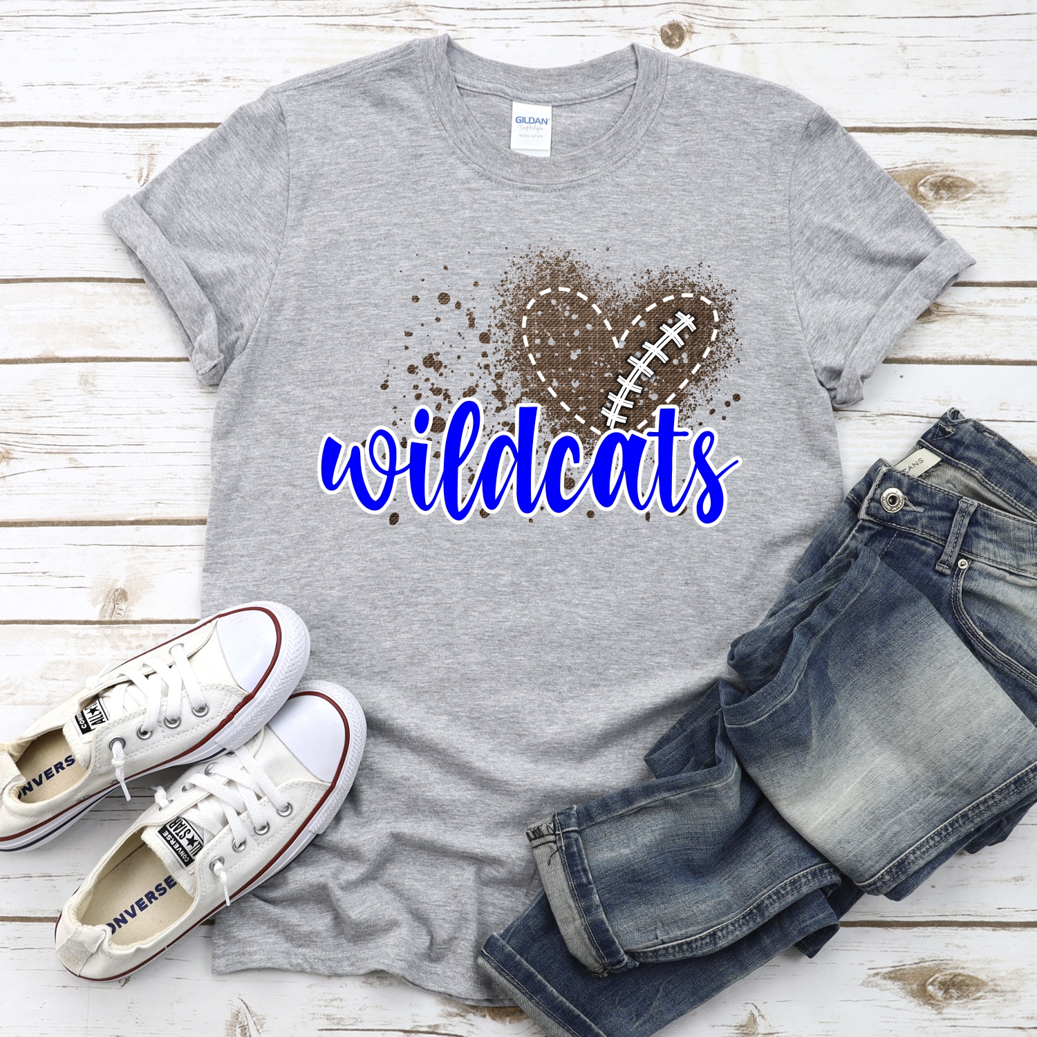 CUSTOM Wildcats football messy heart *DTF* Transfer - Image 2