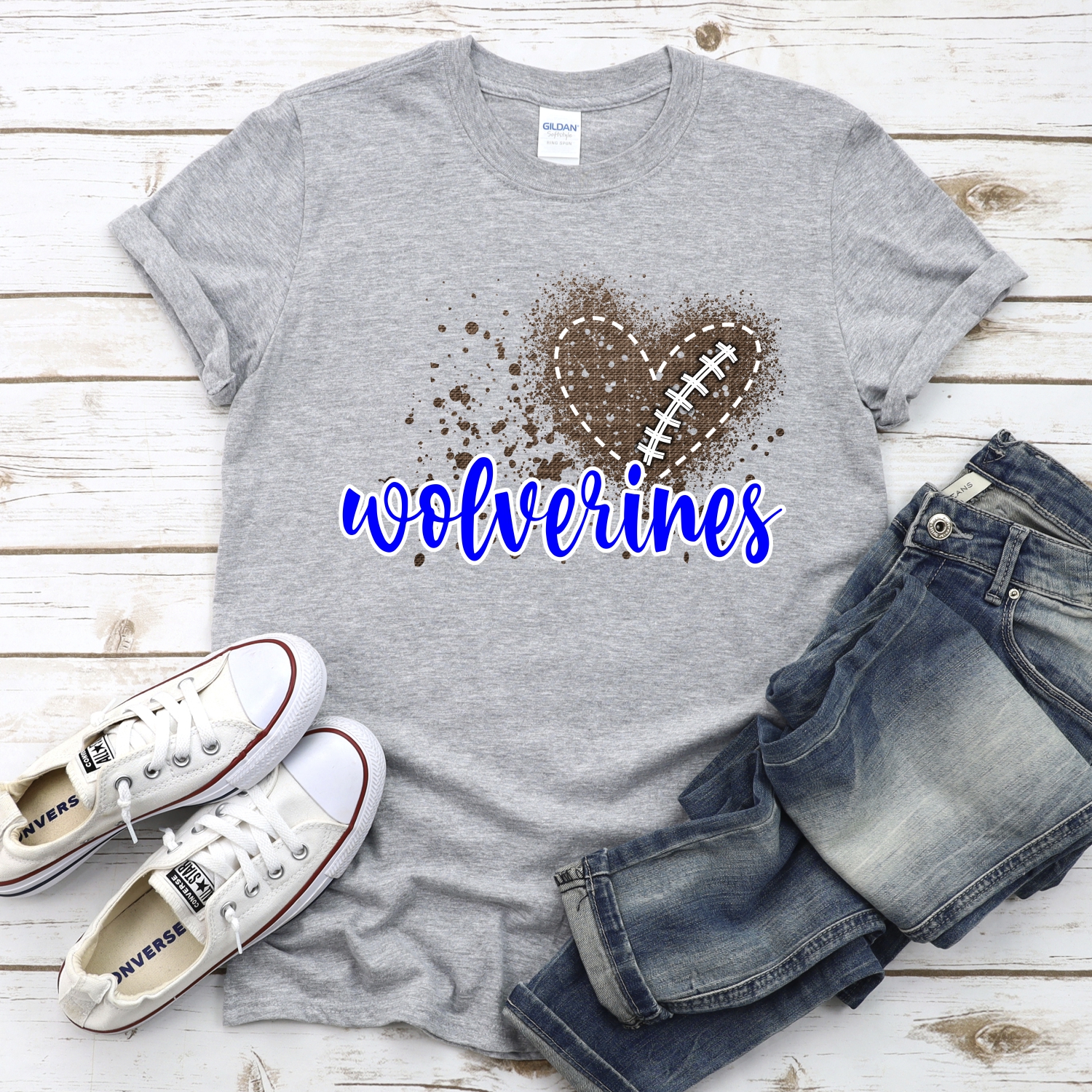 CUSTOM Wolverines football messy heart *DTF* Transfer - Image 2