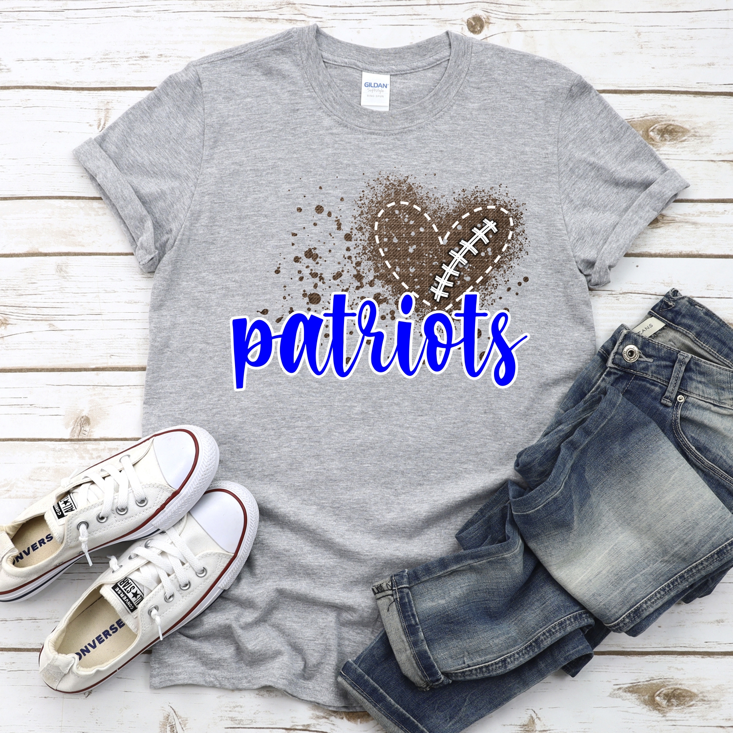 CUSTOM Patriots football messy heart *DTF* Transfer - Image 2