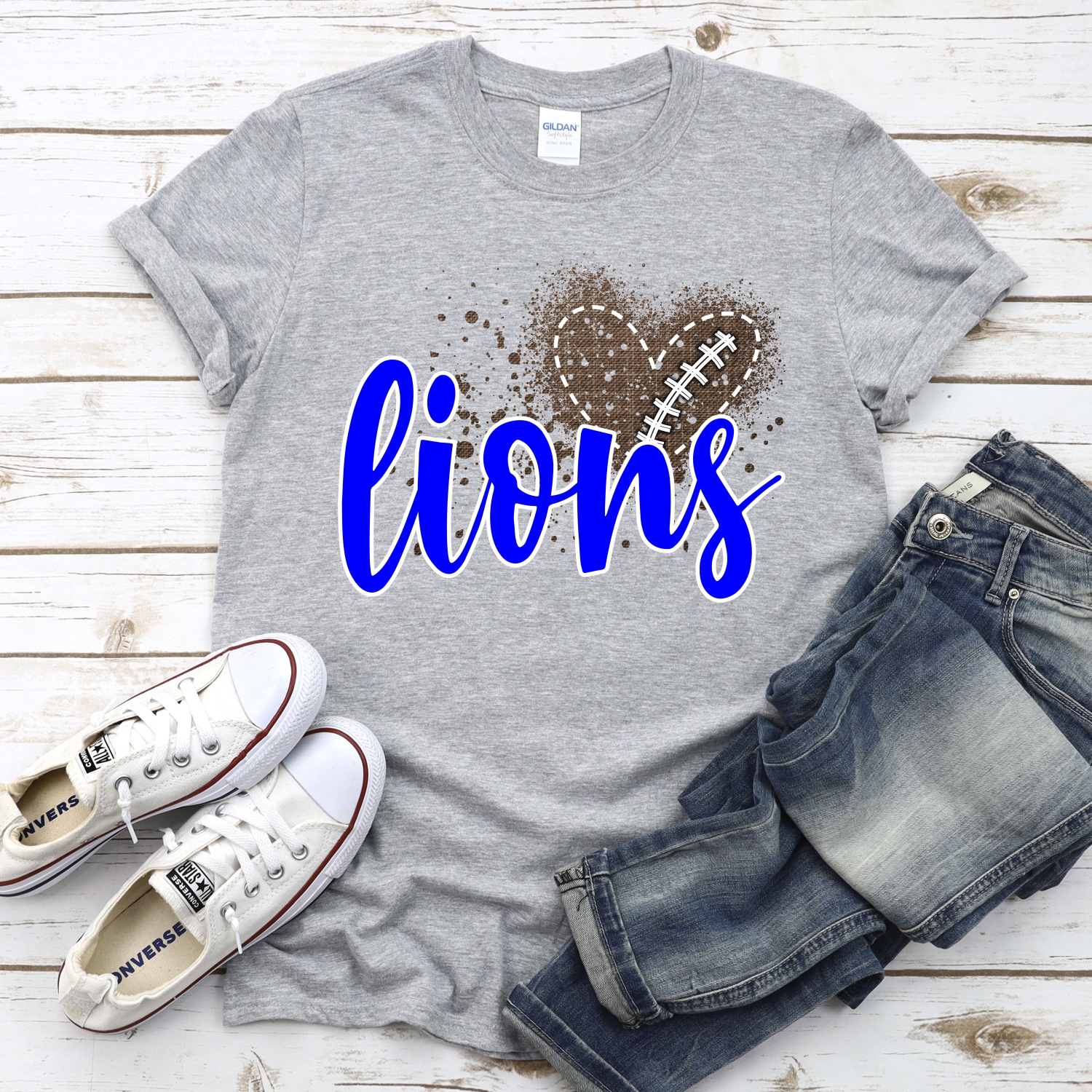 CUSTOM Lions football messy heart *DTF* Transfer - Image 2
