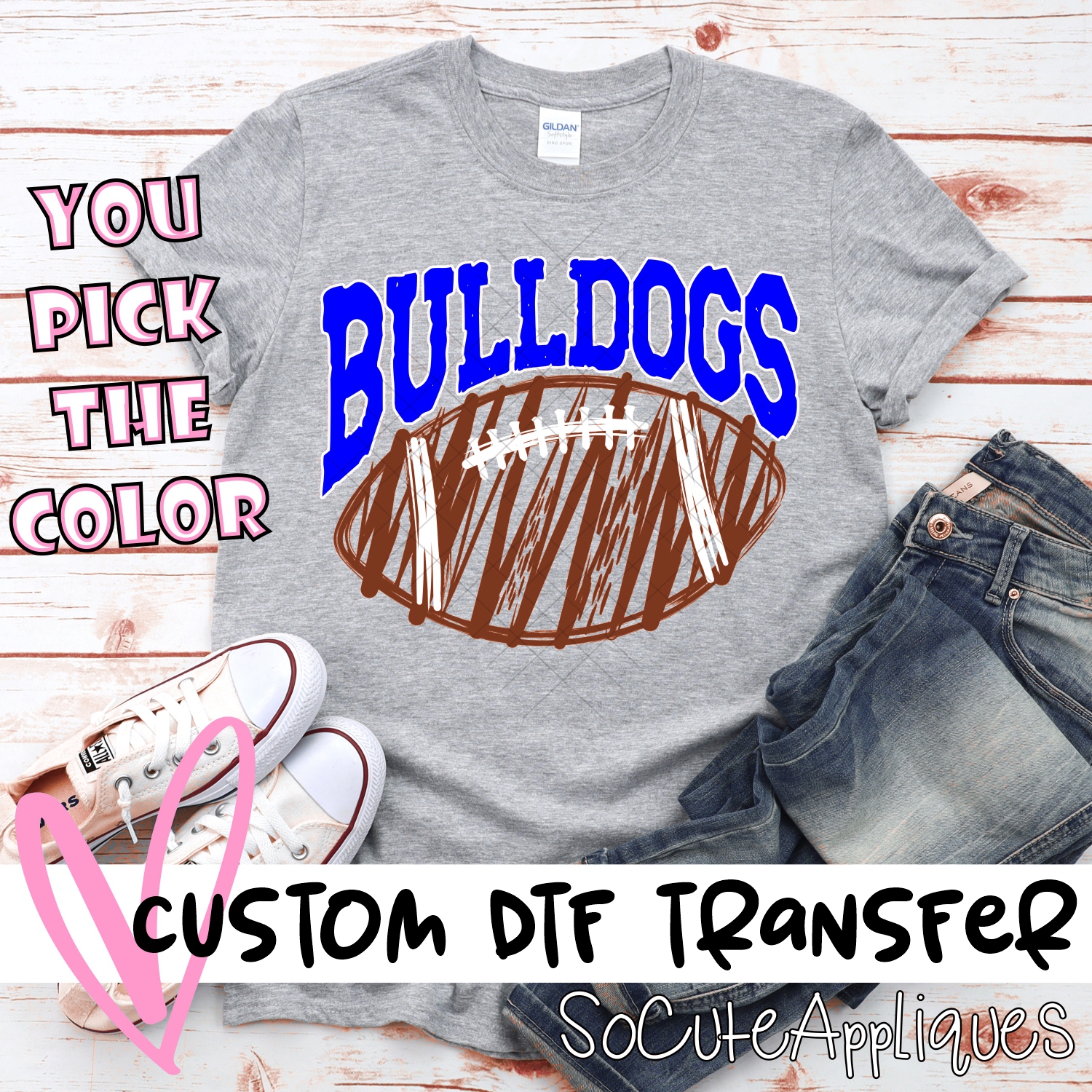 CUSTOM Bulldogs scribble football *DTF* Transfer