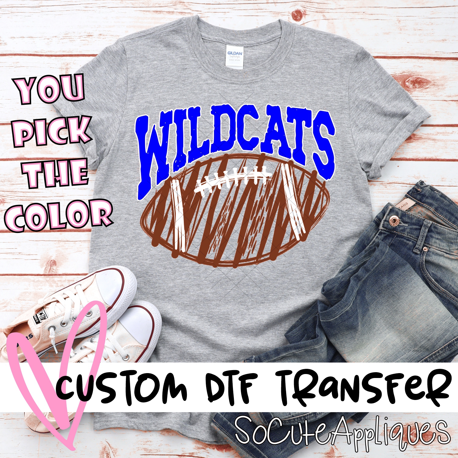 CUSTOM Wildcats scribble football *DTF* Transfer