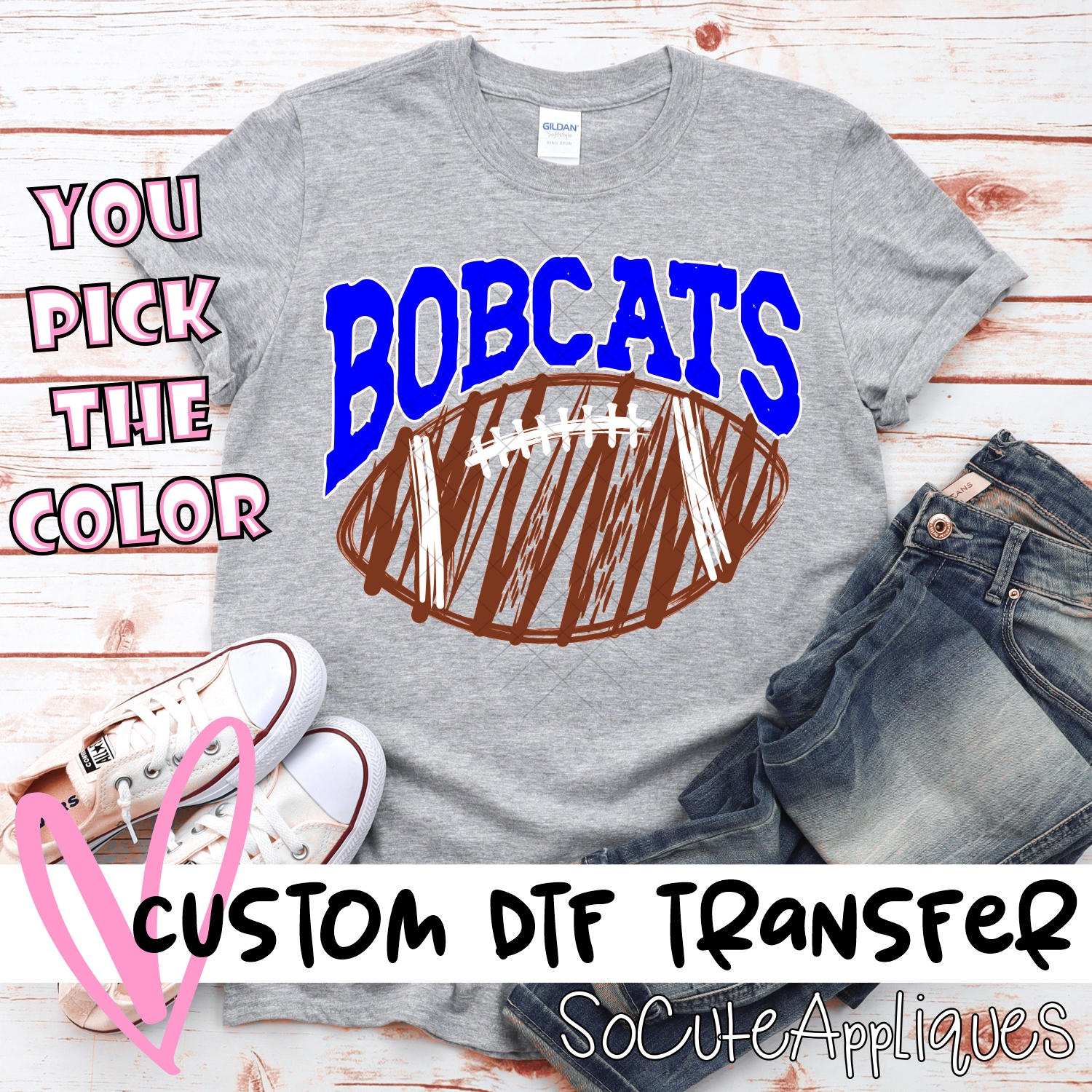 CUSTOM Bobcats scribble football *DTF* Transfer