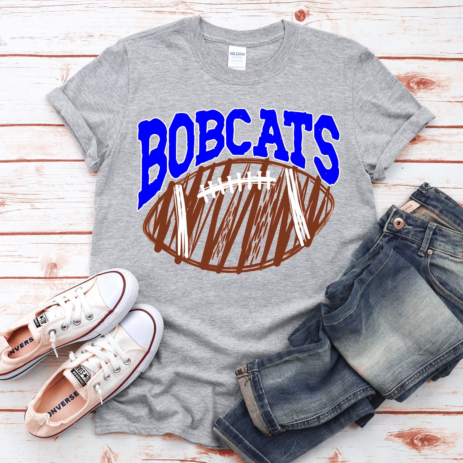 CUSTOM Bobcats scribble football *DTF* Transfer - Image 2