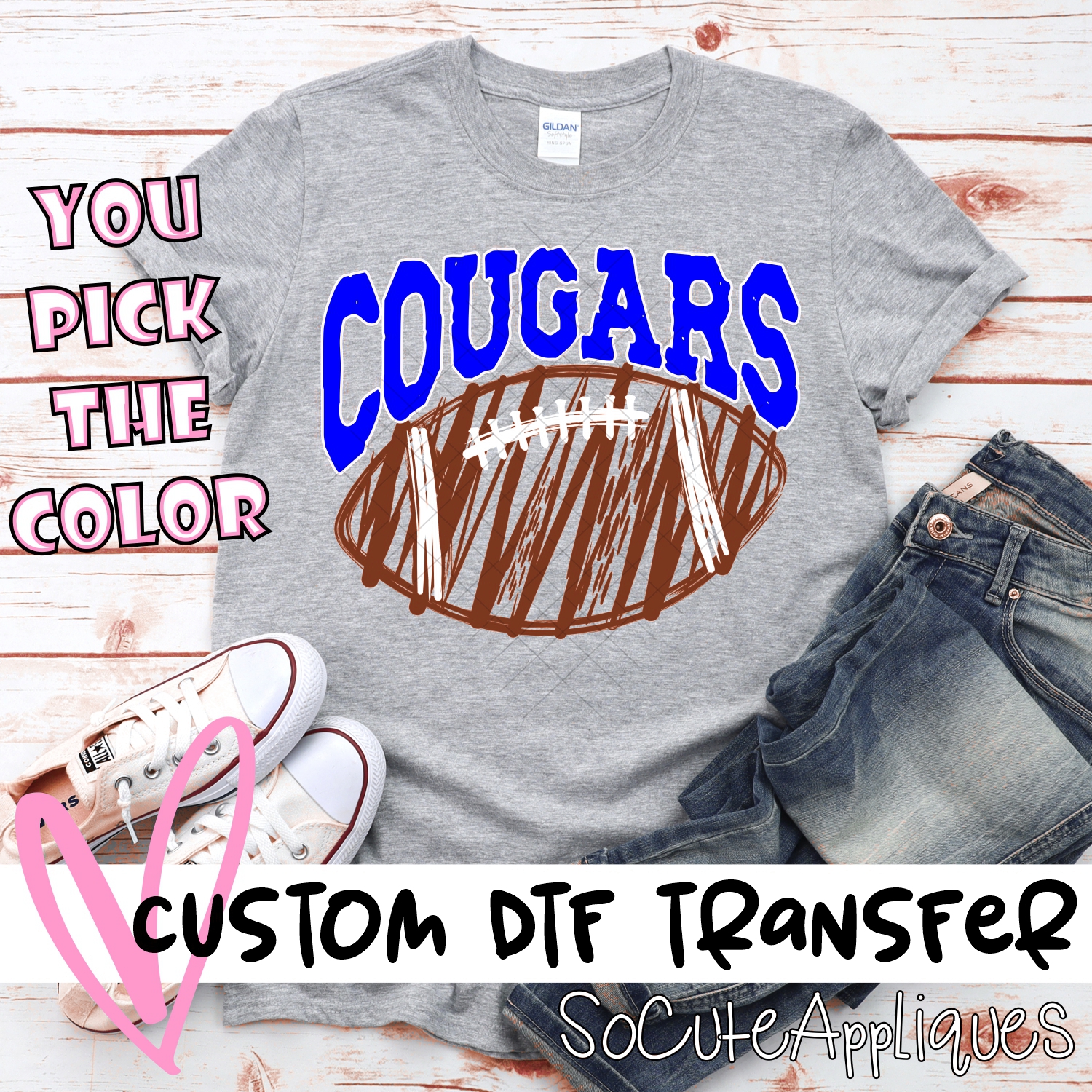 CUSTOM Cougars scribble football *DTF* Transfer