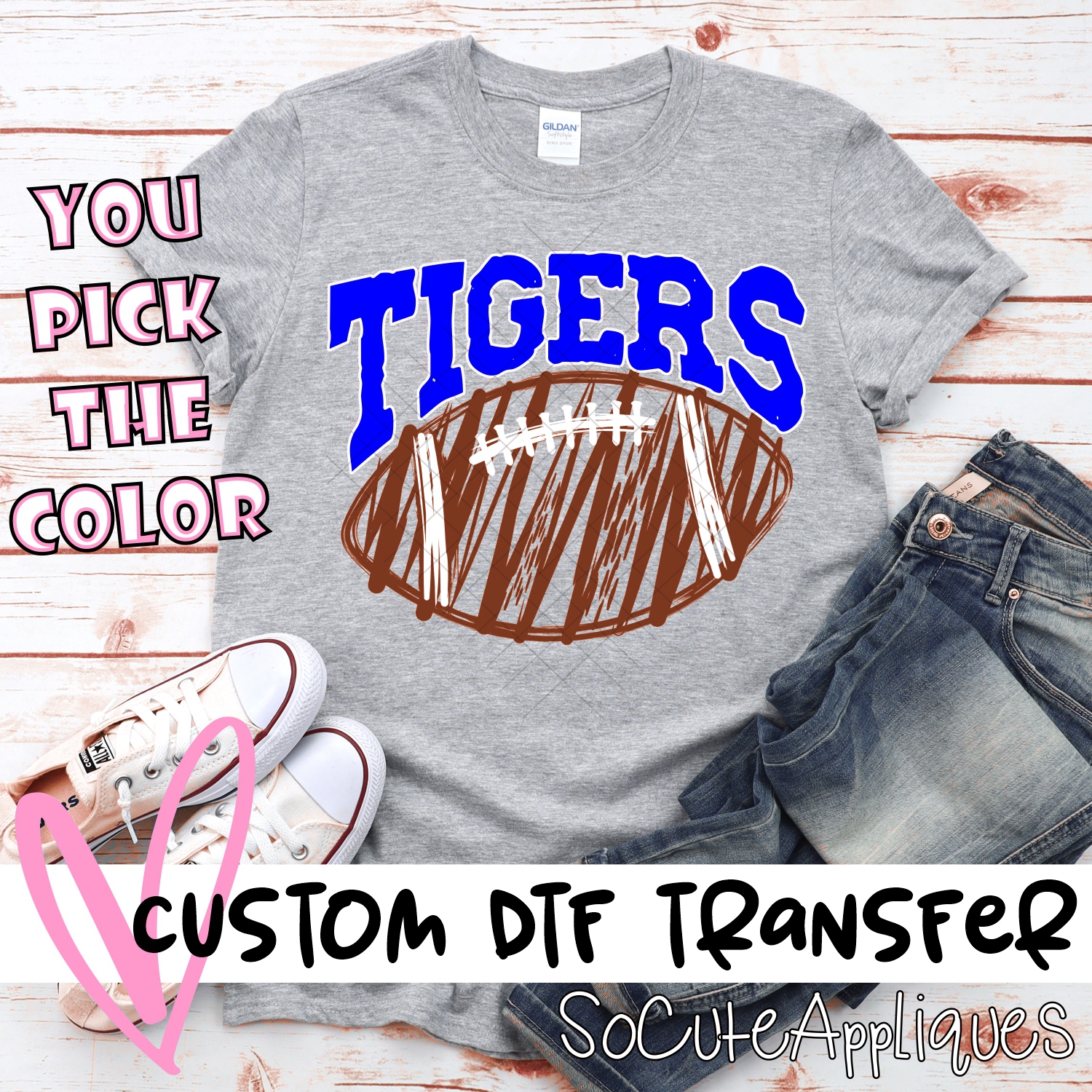 CUSTOM Tigers scribble football *DTF* Transfer