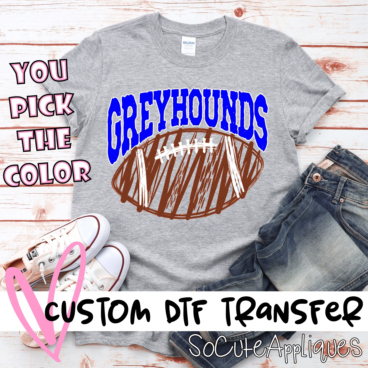 CUSTOM Greyhounds scribble football *DTF* Transfer