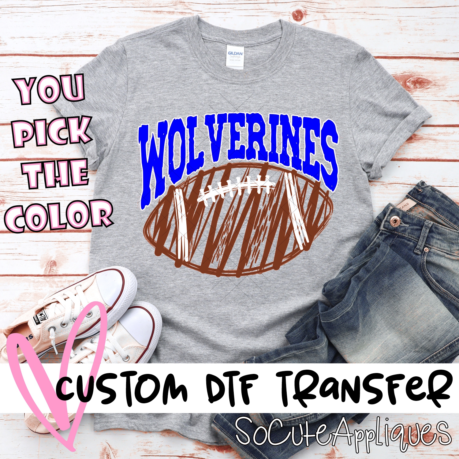 CUSTOM Wolverines scribble football *DTF* Transfer
