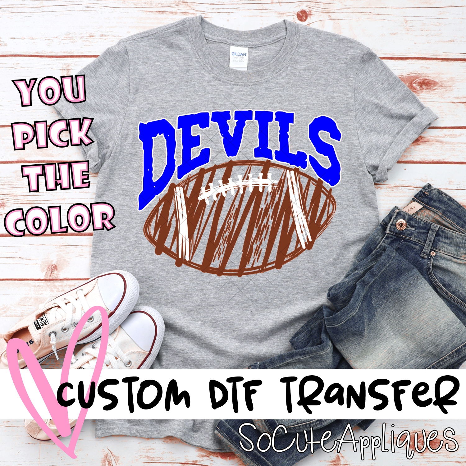 CUSTOM Devils scribble football *DTF* Transfer