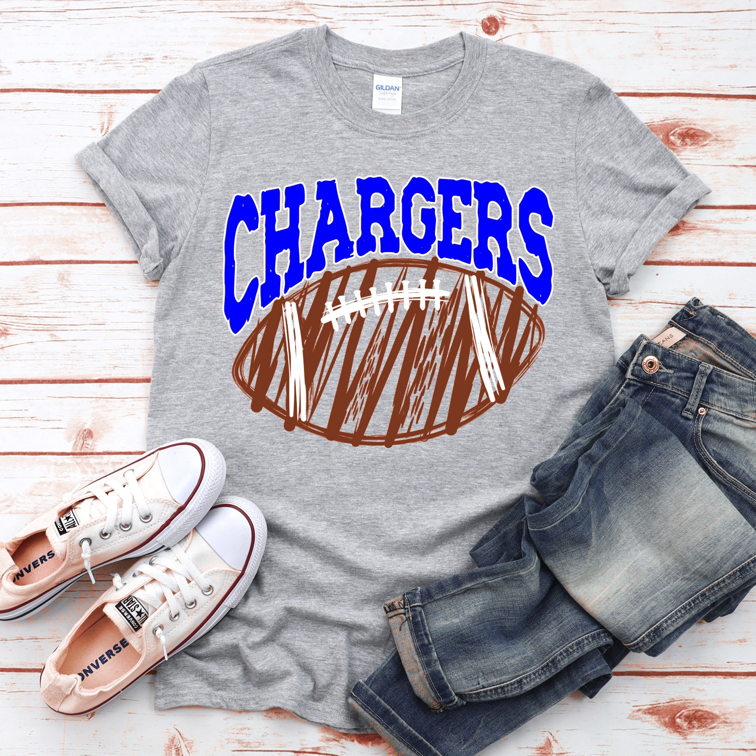 CUSTOM Chargers scribble football *DTF* Transfer - Image 2