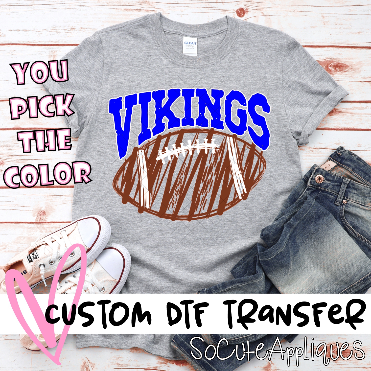 CUSTOM Vikings scribble football *DTF* Transfer