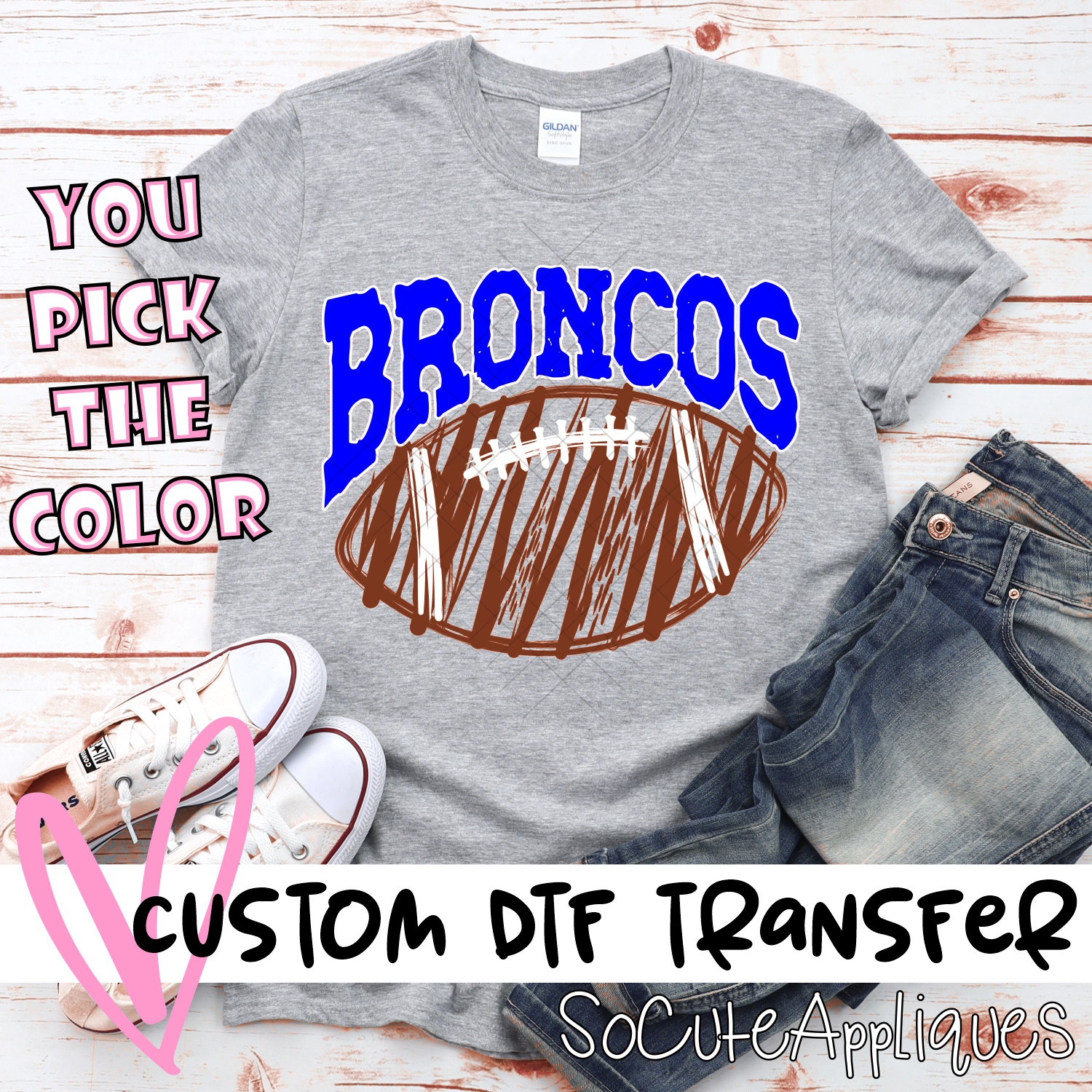 CUSTOM Broncos scribble football *DTF* Transfer
