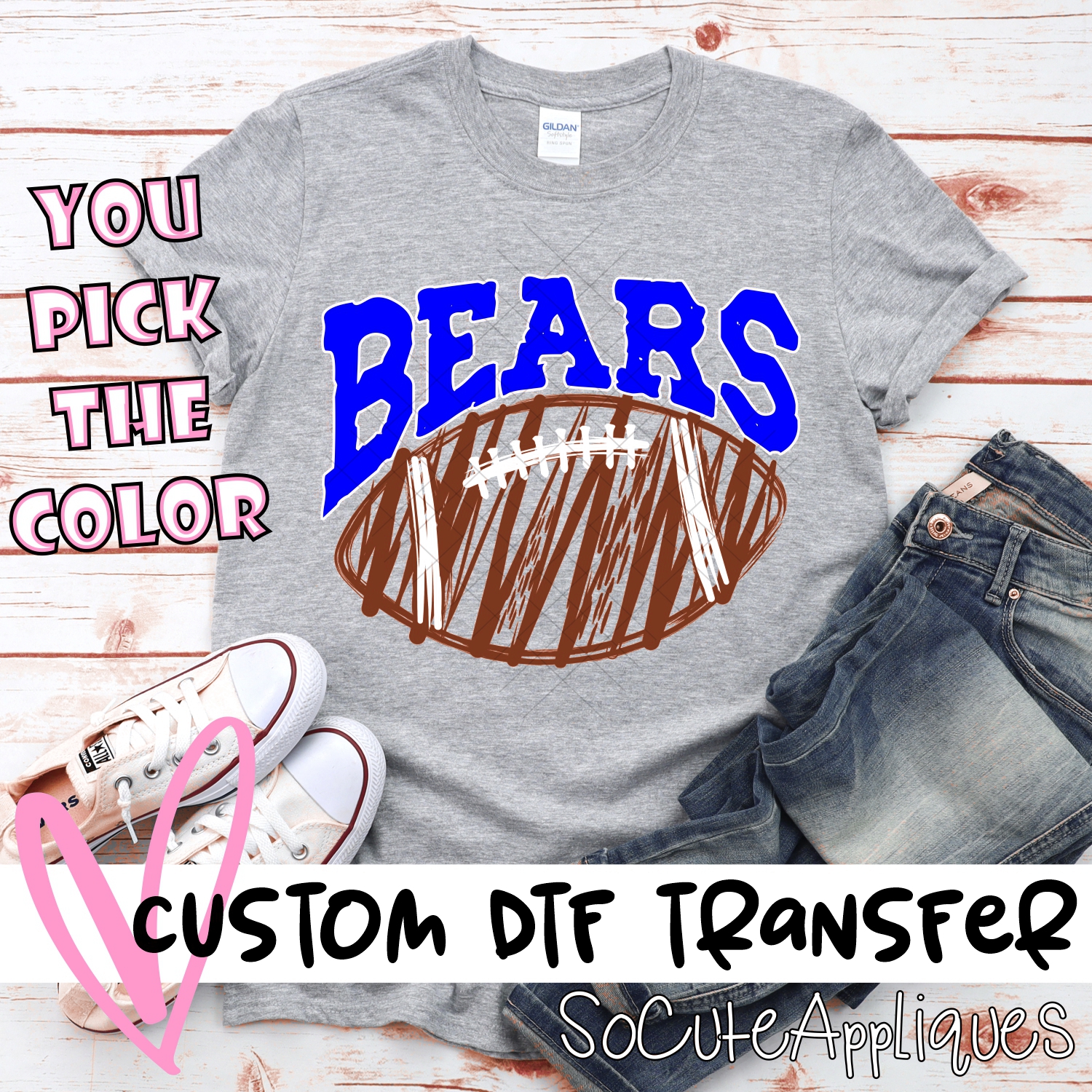 CUSTOM Bears scribble football *DTF* Transfer