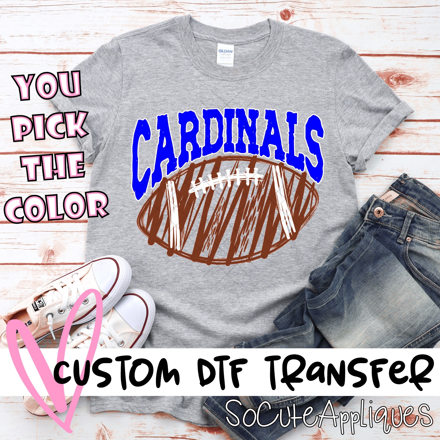 CUSTOM Cardinals scribble football *DTF* Transfer