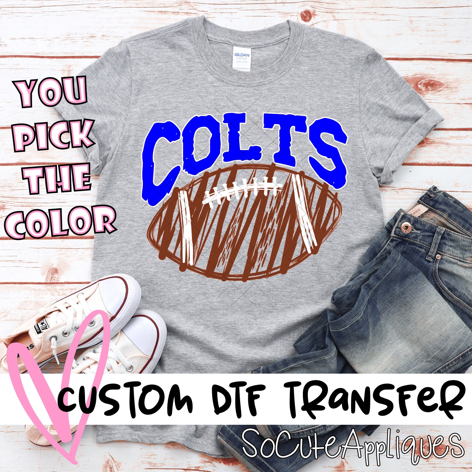 CUSTOM Colts scribble football *DTF* Transfer