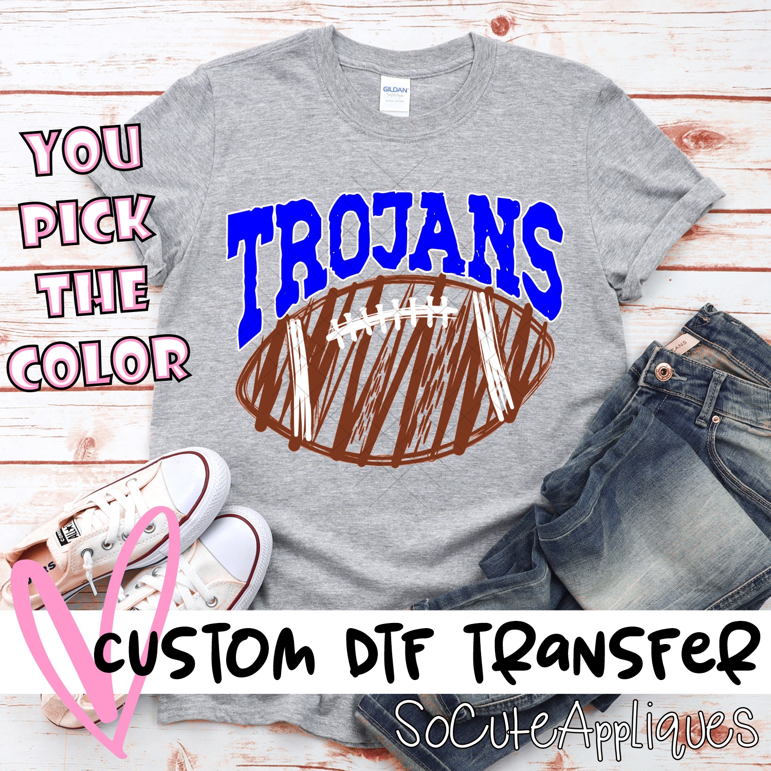 CUSTOM Trojans scribble football *DTF* Transfer