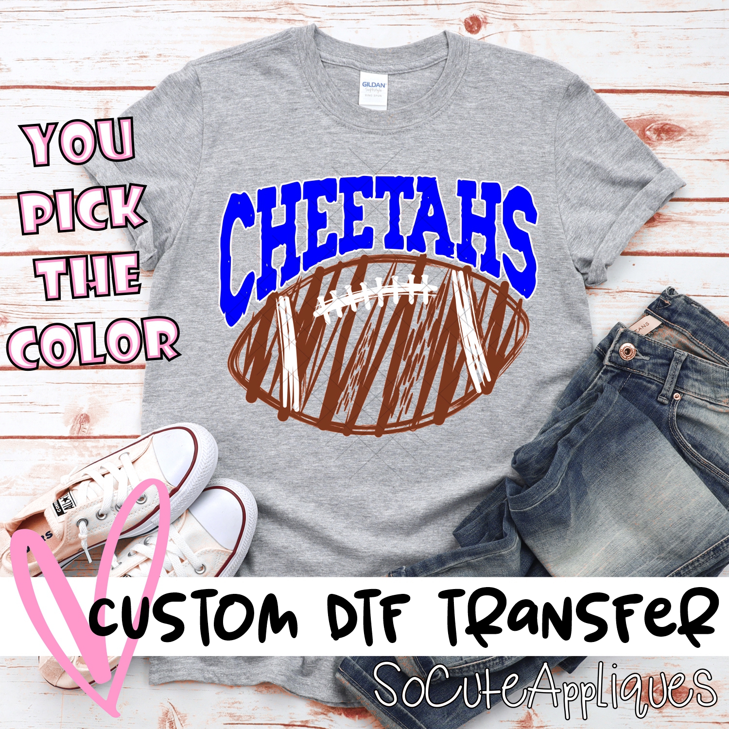 CUSTOM Cheetahs scribble football *DTF* Transfer