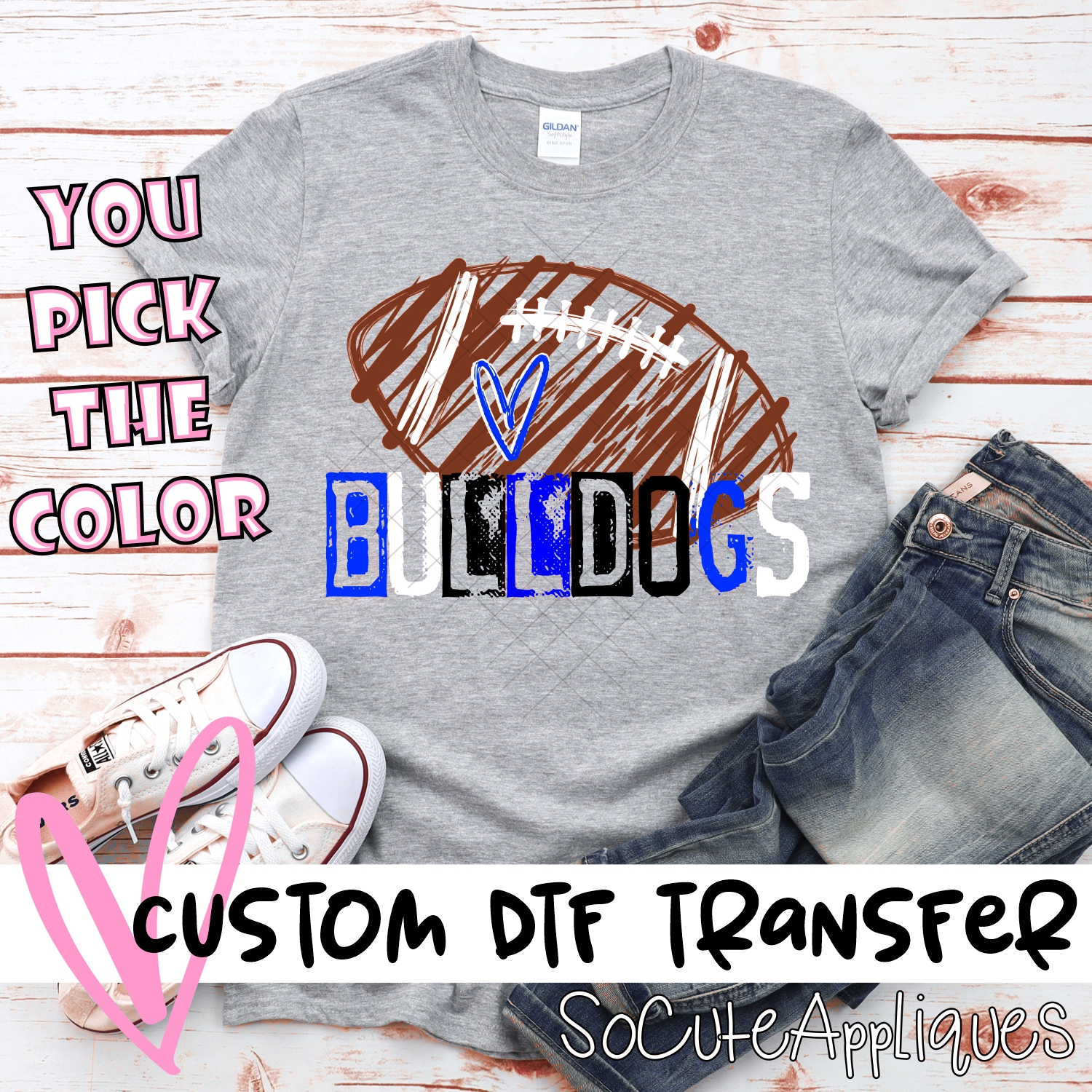 CUSTOM Bulldogs messy stamp scribble football *DTF* Transfer