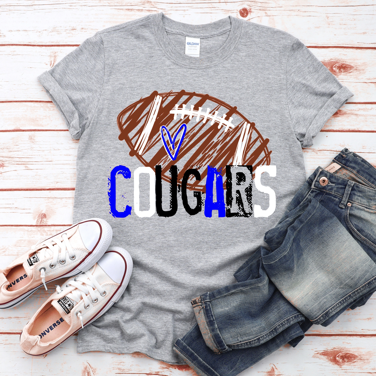 CUSTOM Cougars messy stamp scribble football *DTF* Transfer - Image 2