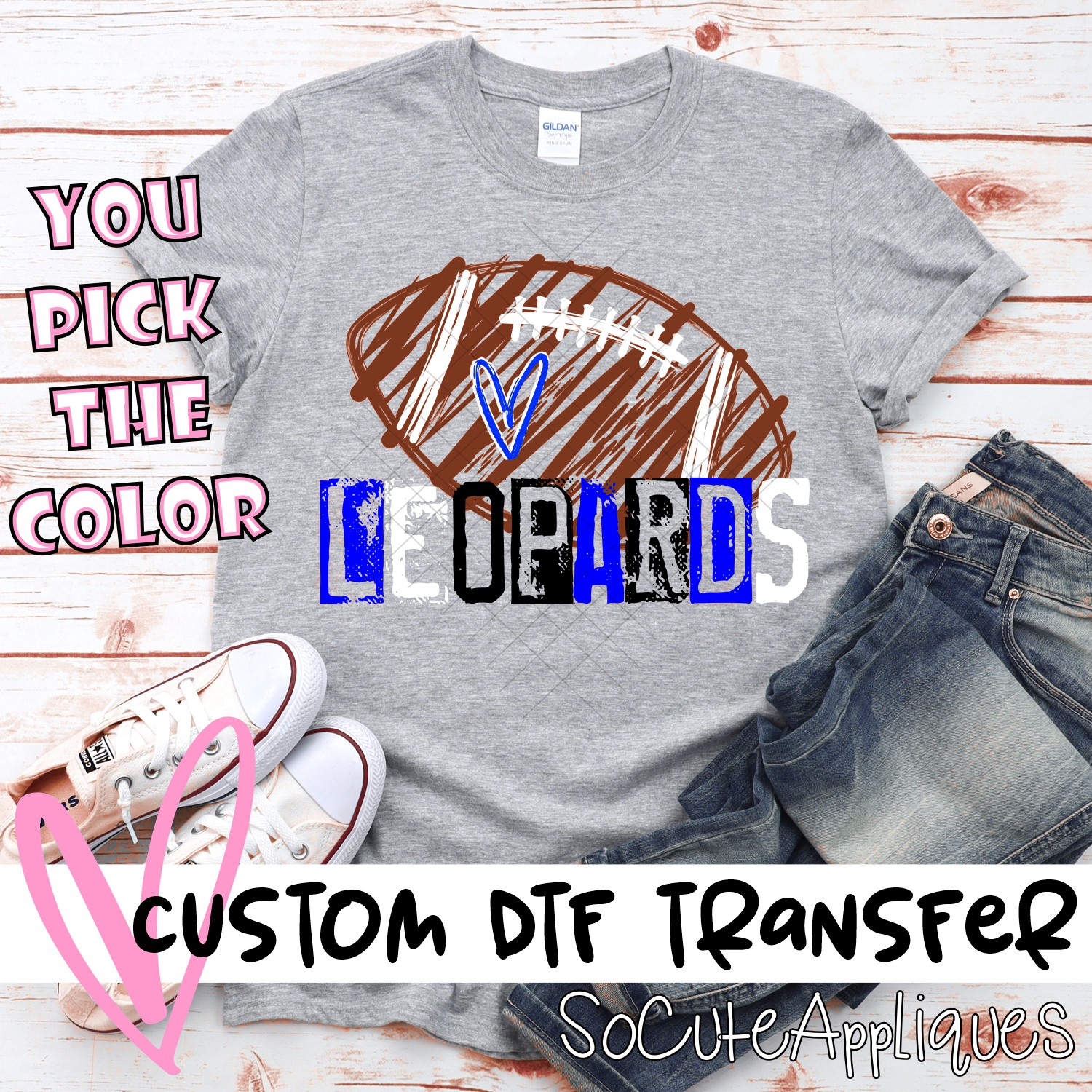 CUSTOM Leopards messy stamp scribble football *DTF* Transfer