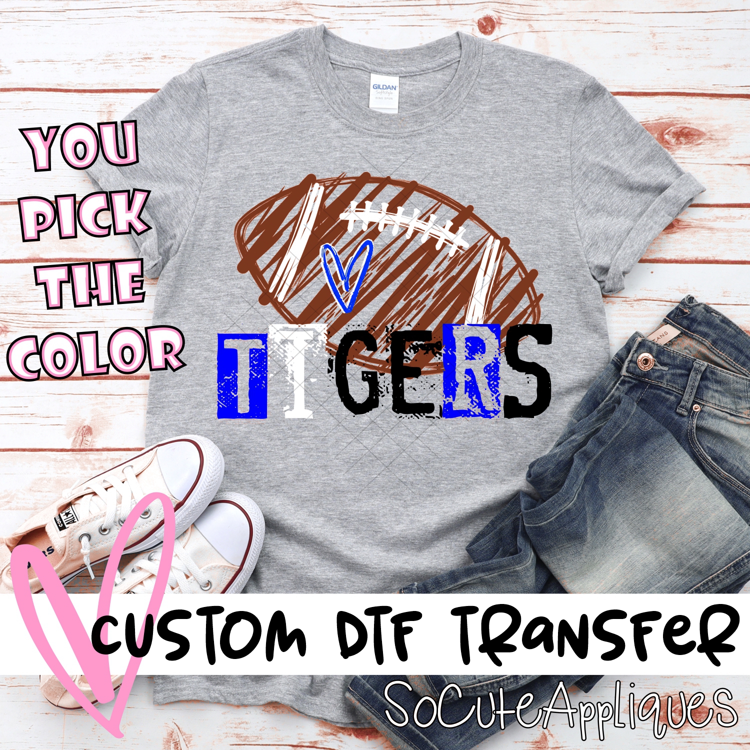CUSTOM Tigers messy stamp scribble football *DTF* Transfer