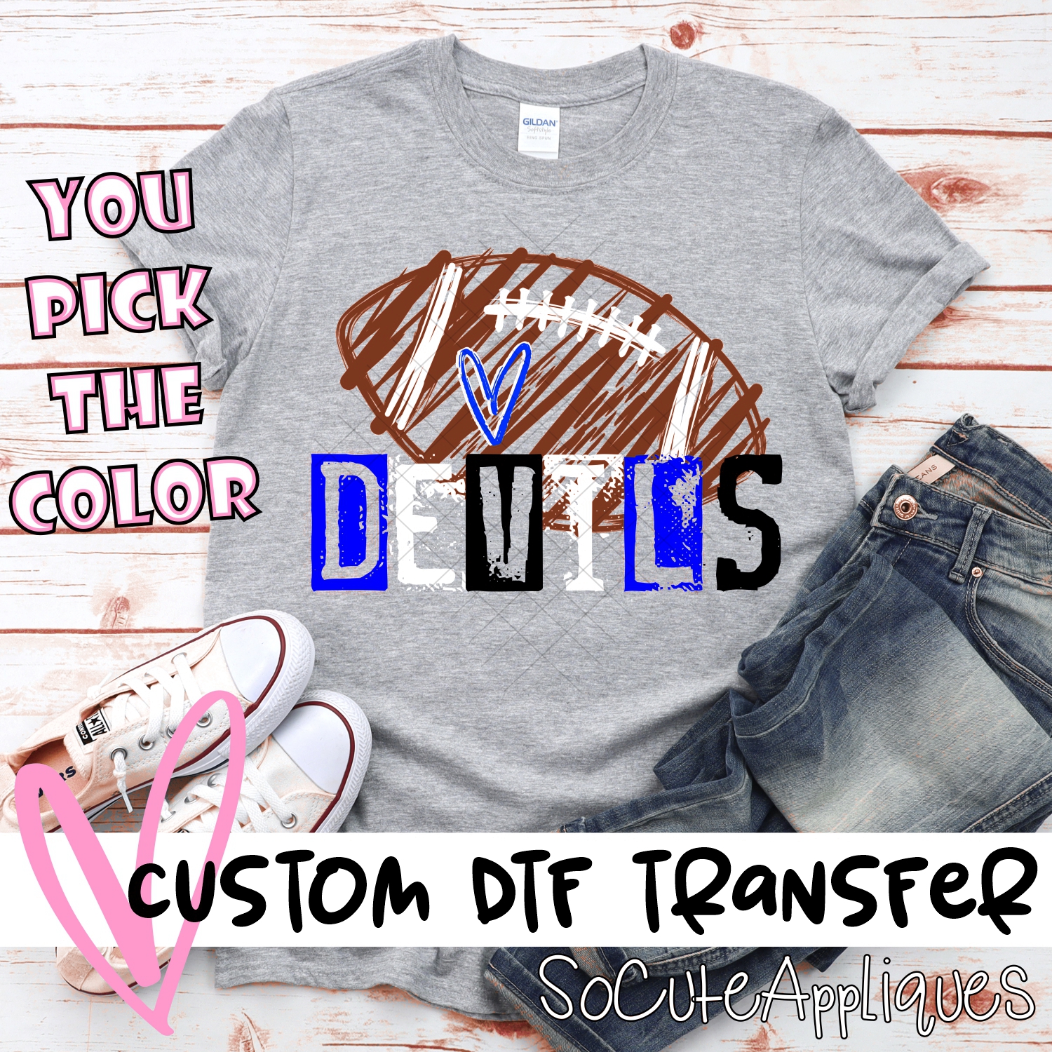 CUSTOM Devils messy stamp scribble football *DTF* Transfer