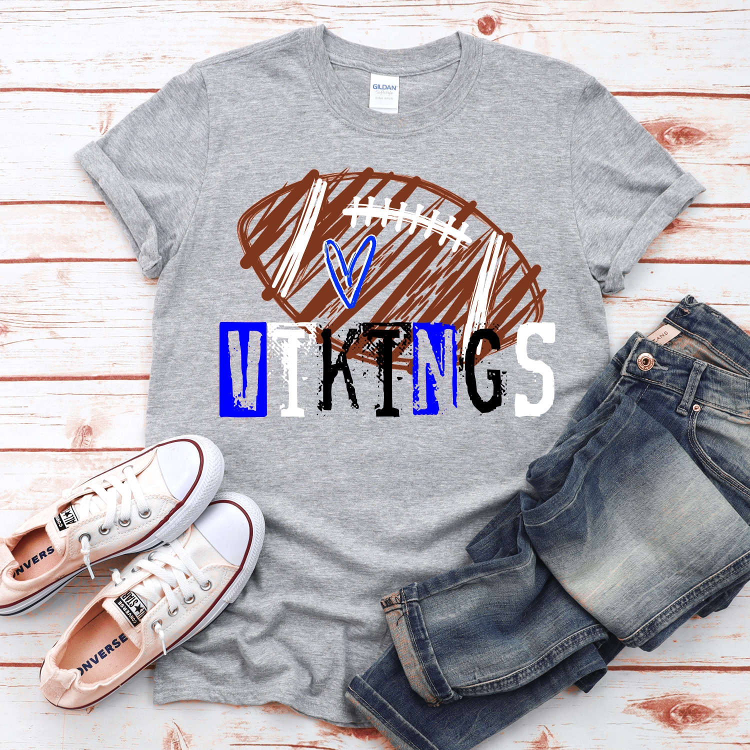 CUSTOM Vikings messy stamp scribble football *DTF* Transfer - Image 2