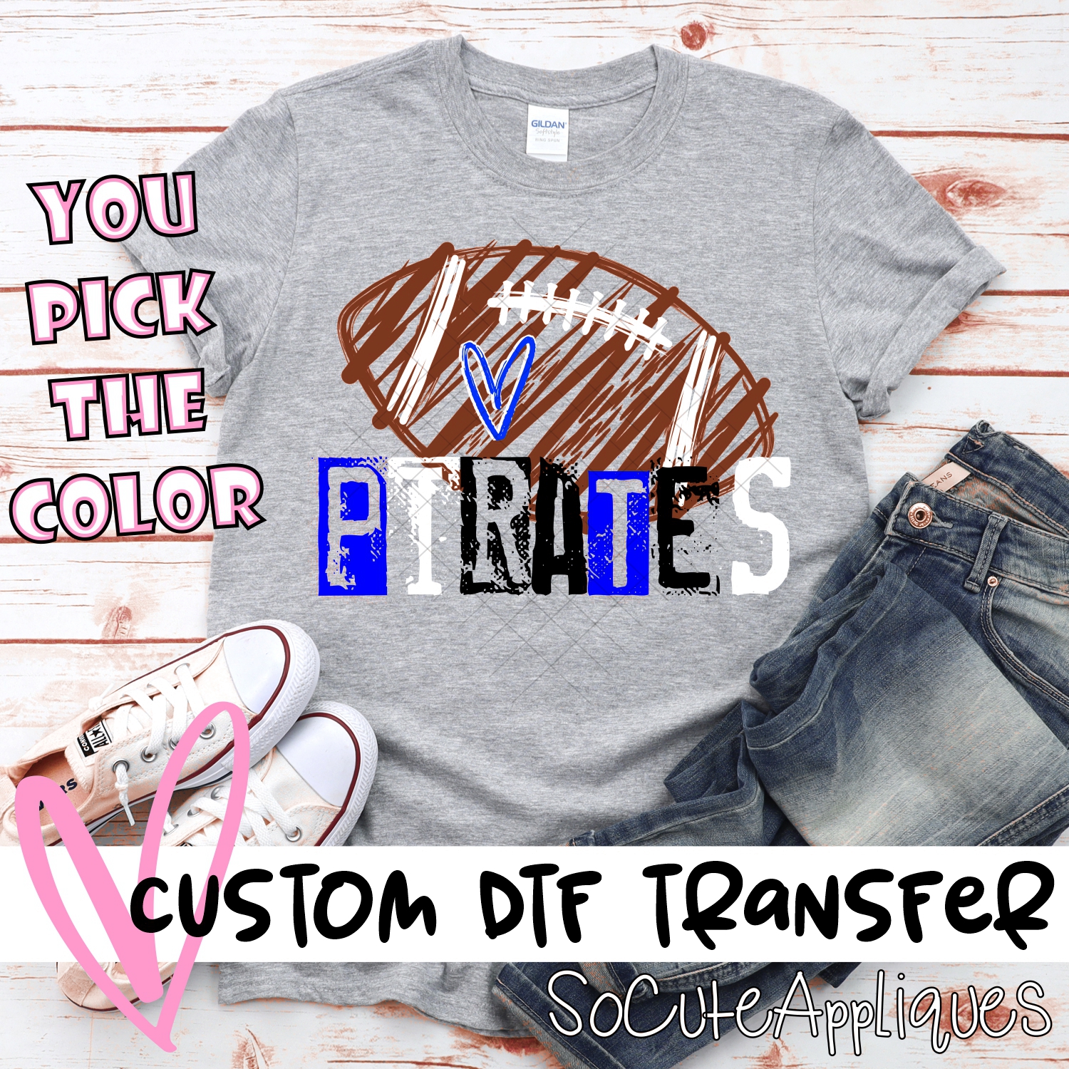 CUSTOM Pirates messy stamp scribble football *DTF* Transfer