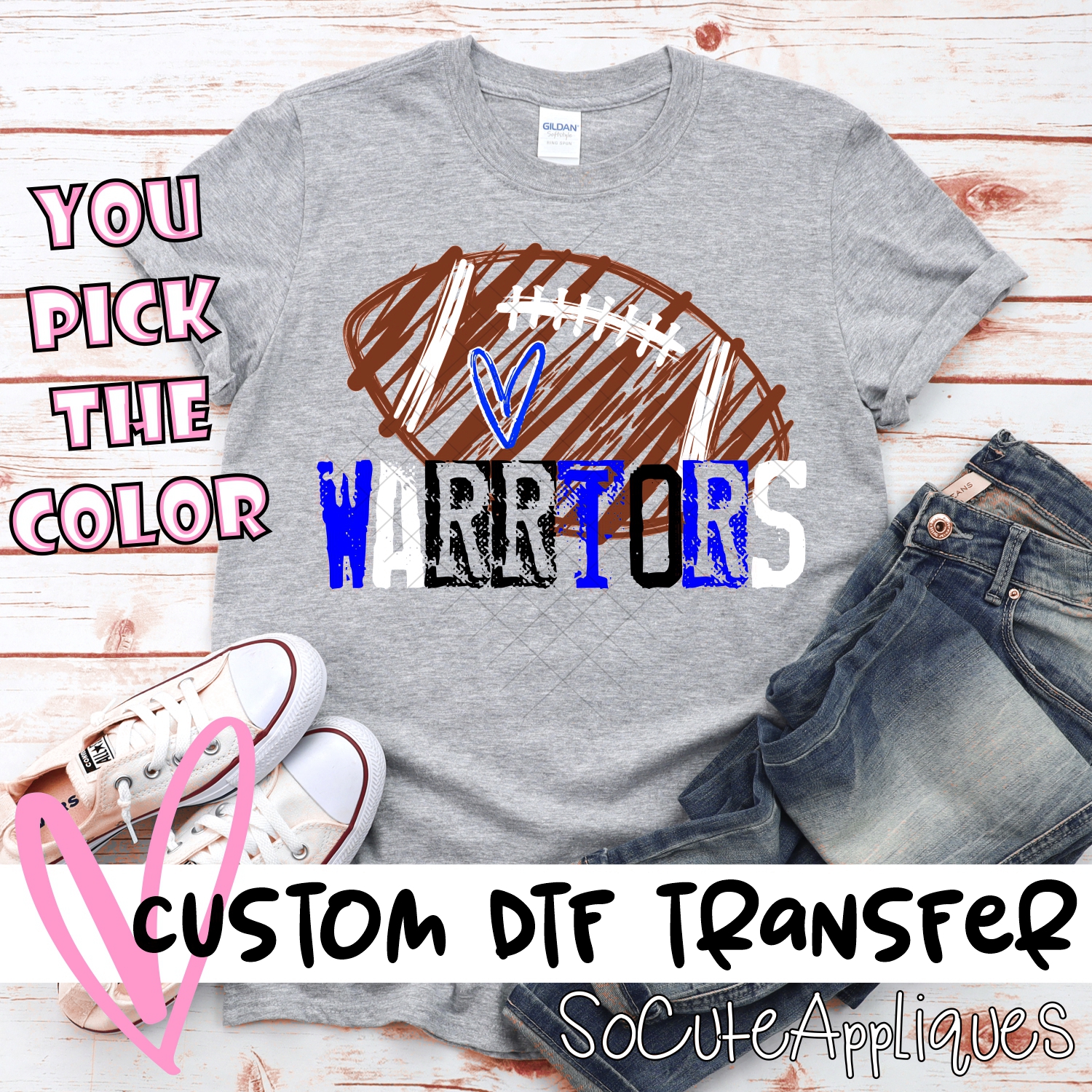CUSTOM Warriors messy stamp scribble football *DTF* Transfer