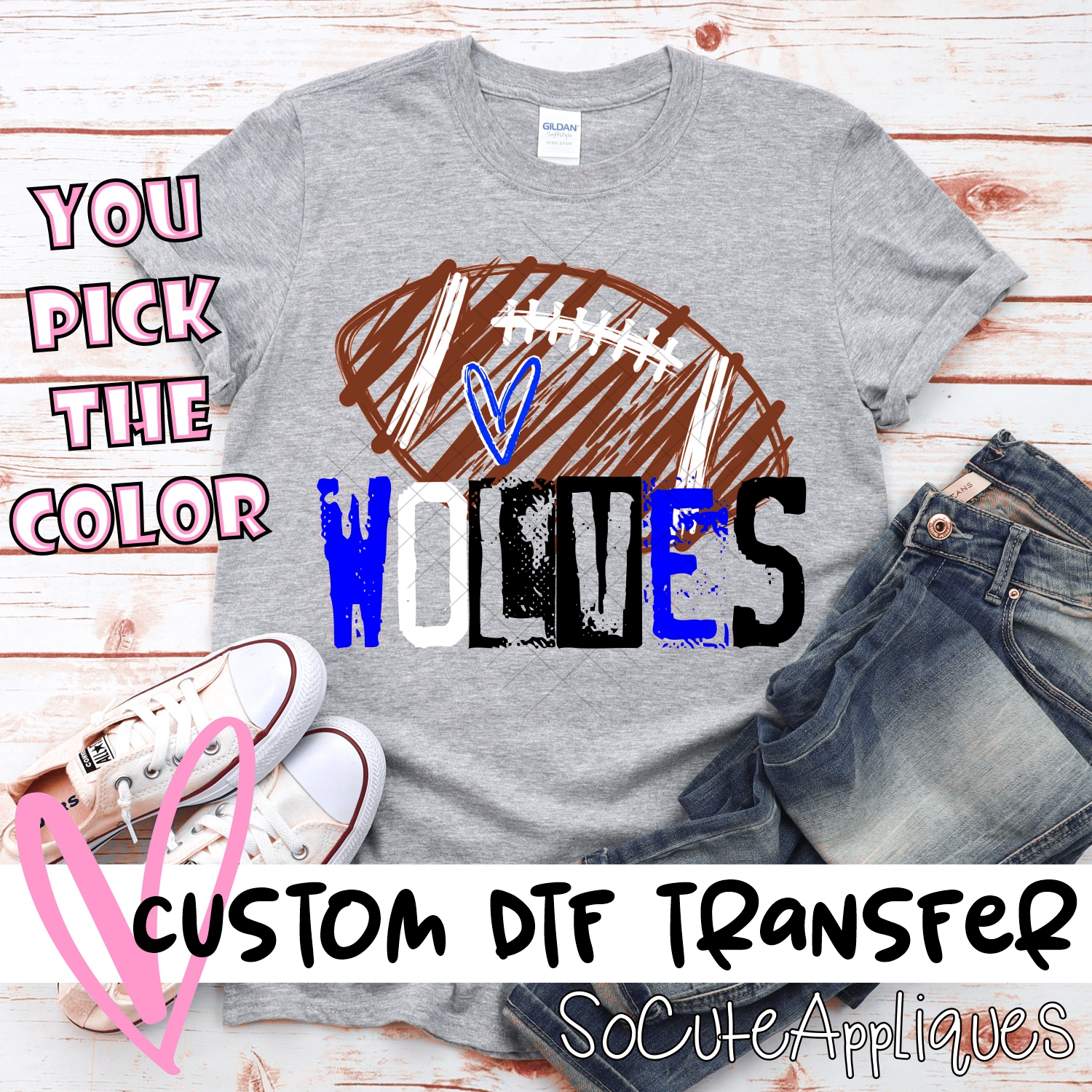 CUSTOM Wolves messy stamp scribble football *DTF* Transfer