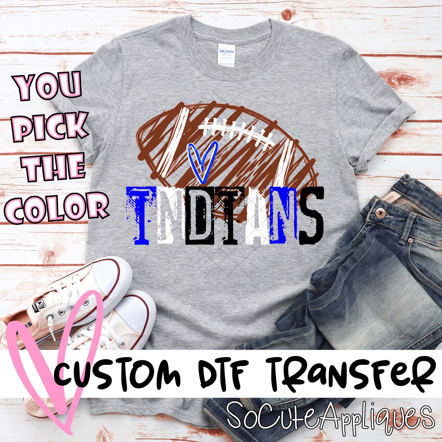 CUSTOM Indians messy stamp scribble football *DTF* Transfer