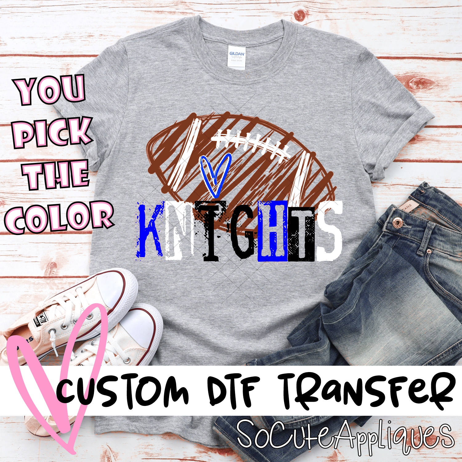 CUSTOM Knights messy stamp scribble football *DTF* Transfer