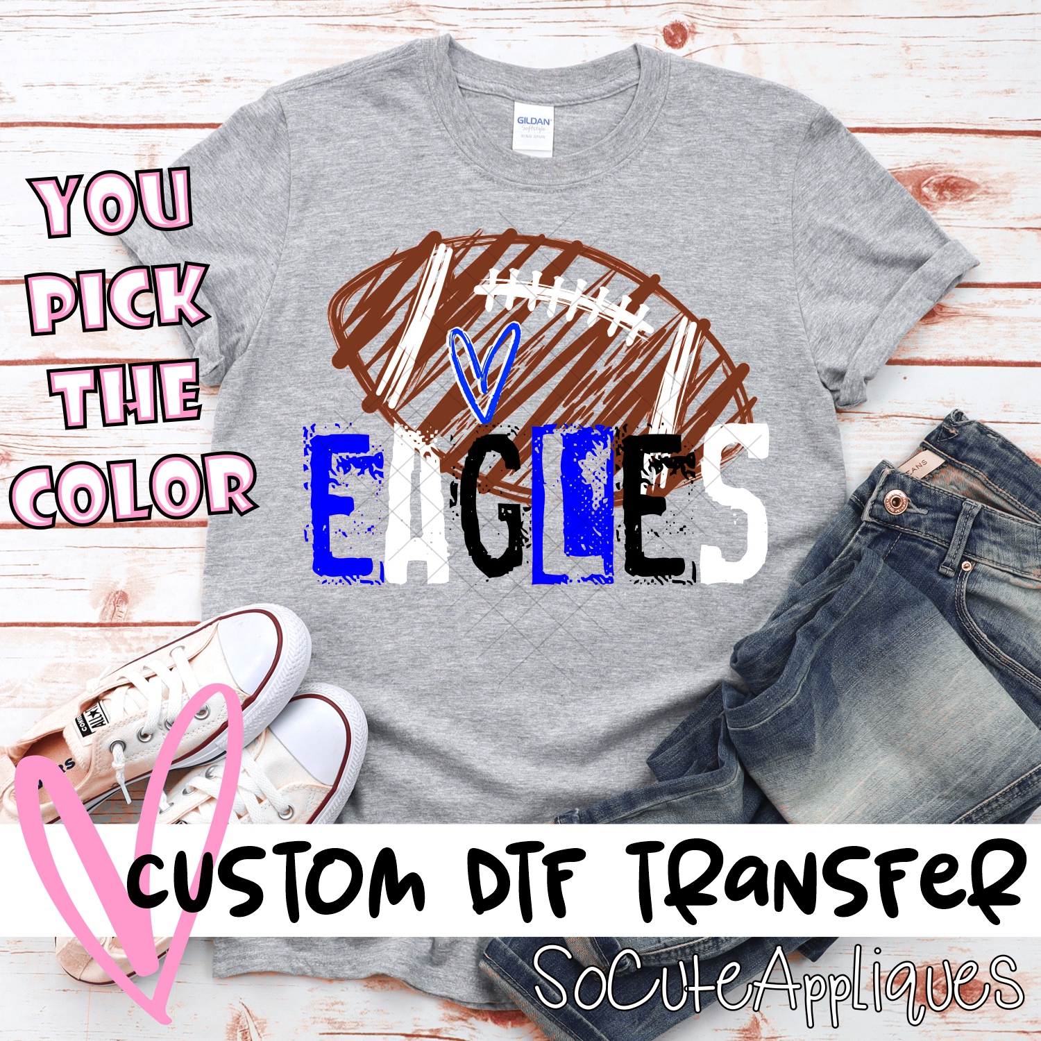 CUSTOM Eagles messy stamp scribble football *DTF* Transfer