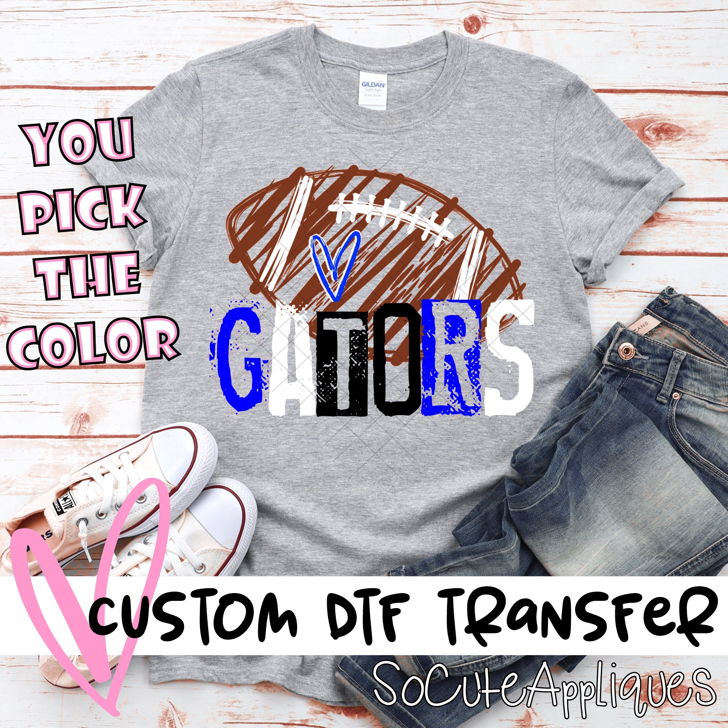 CUSTOM Gators messy stamp scribble football *DTF* Transfer