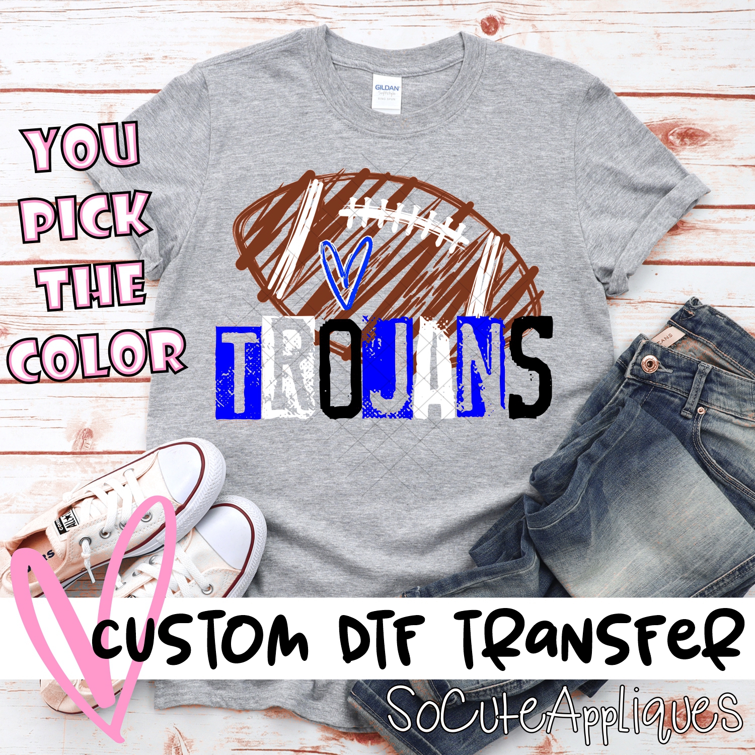 CUSTOM Trojans messy stamp scribble football *DTF* Transfer