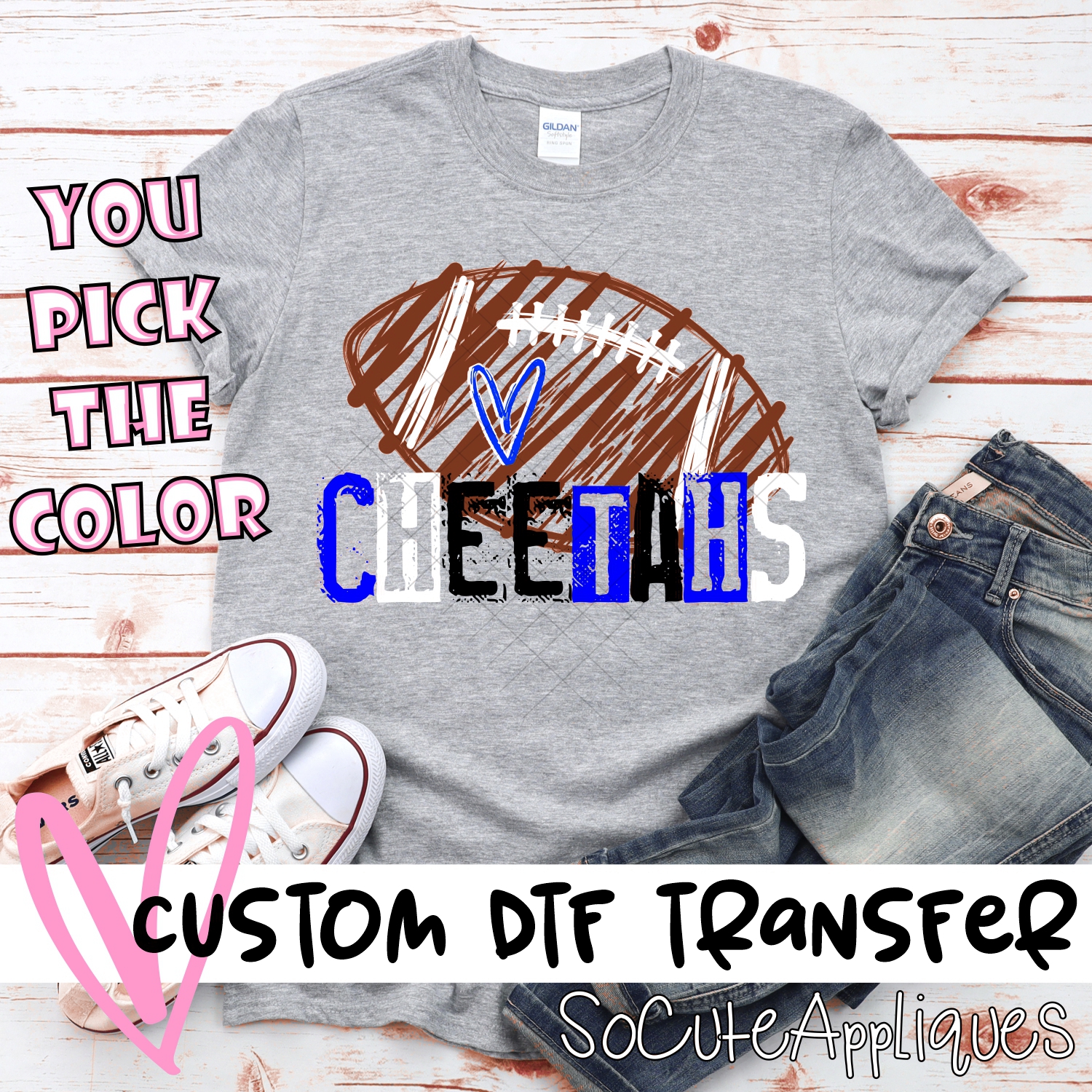 CUSTOM Cheetahs messy stamp scribble football *DTF* Transfer