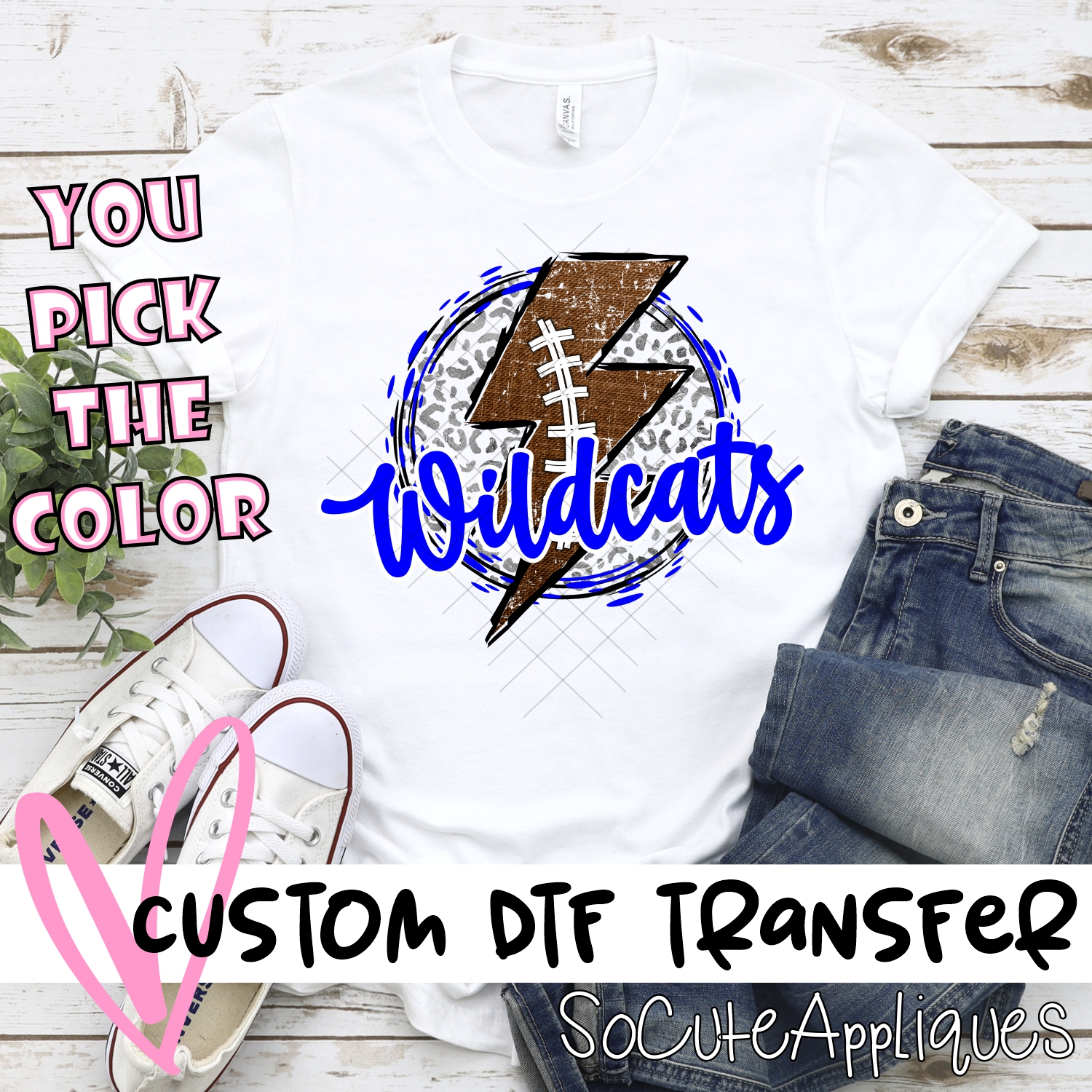 CUSTOM Wildcats football bolt on leopard *DTF* Transfer