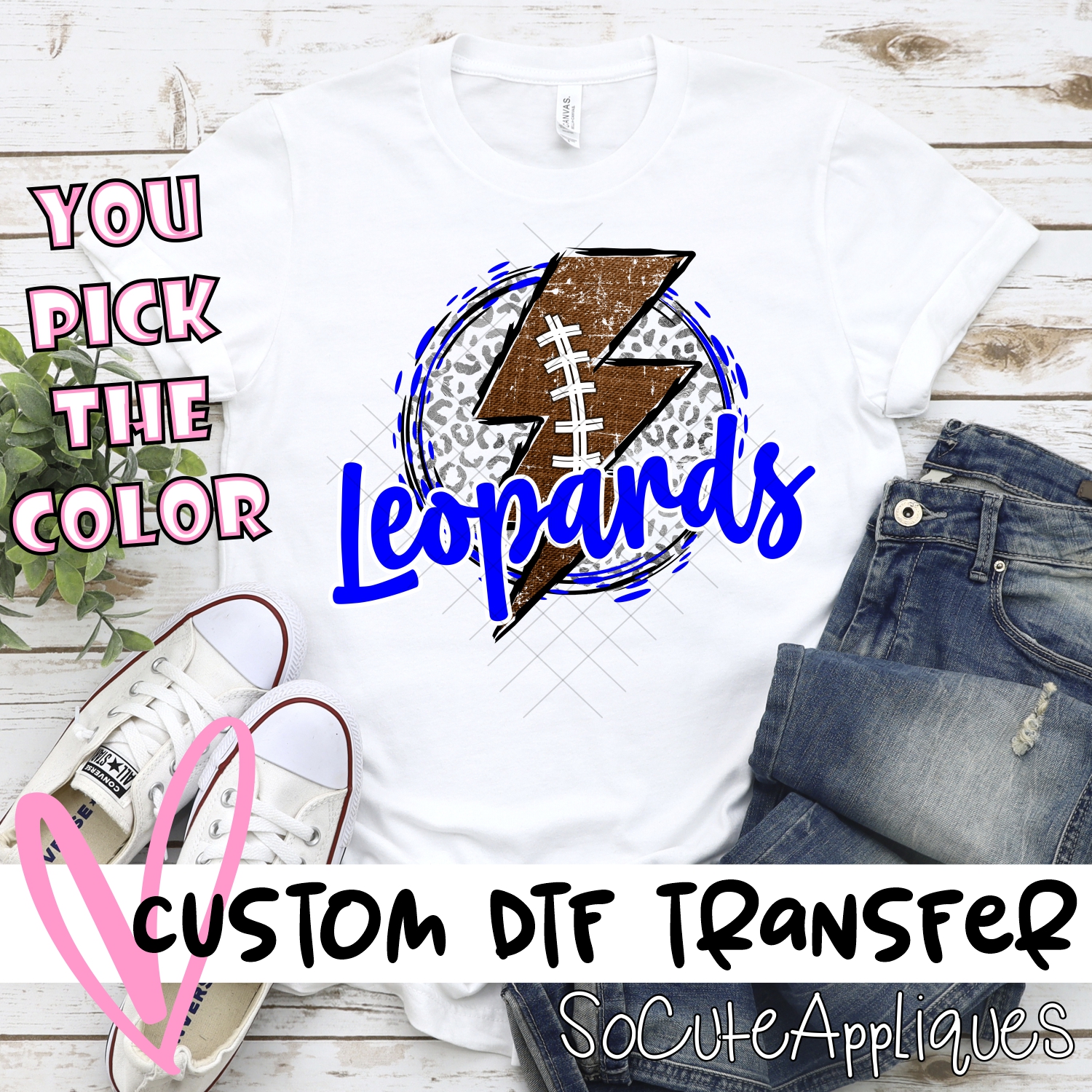 CUSTOM Leopards football bolt on leopard *DTF* Transfer