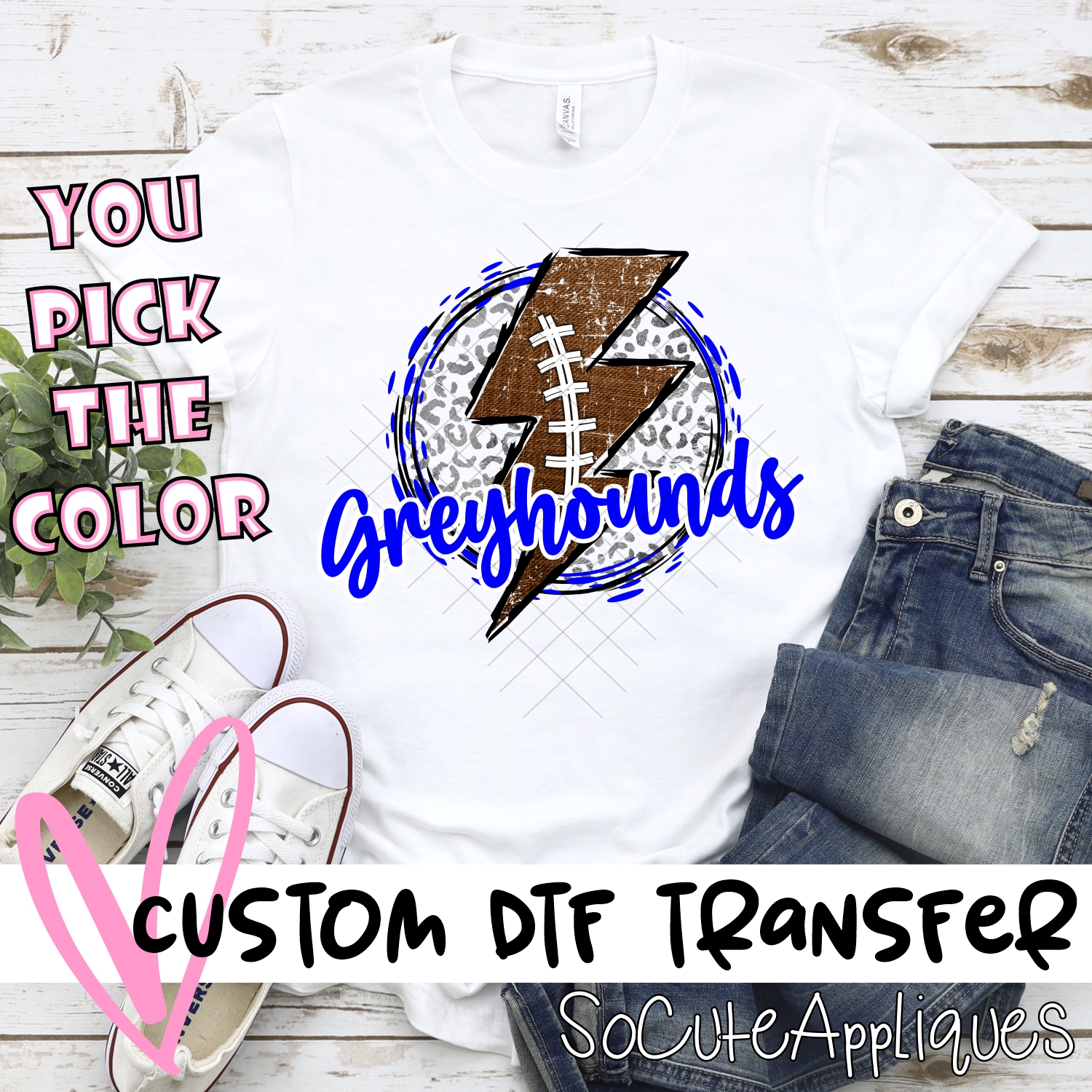 CUSTOM Greyhounds football bolt on leopard *DTF* Transfer