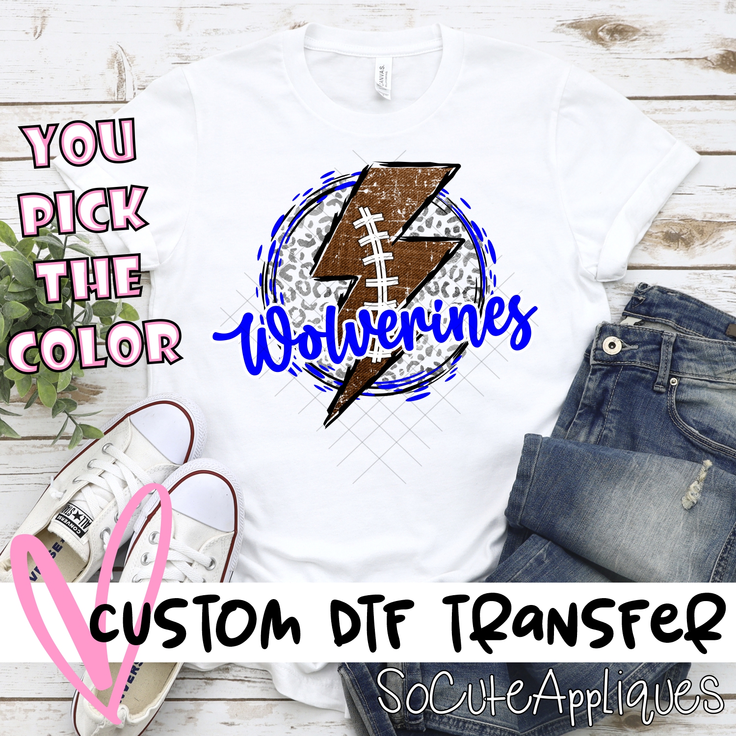 CUSTOM Wolverines football bolt on leopard *DTF* Transfer