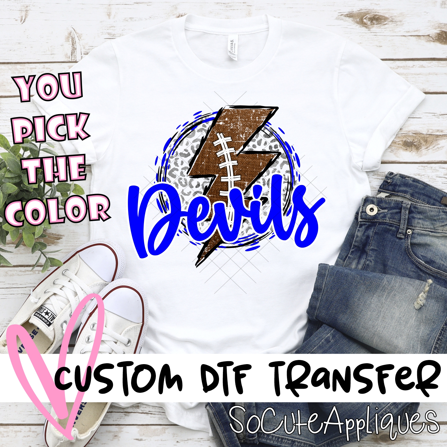 CUSTOM Devils football bolt on leopard *DTF* Transfer