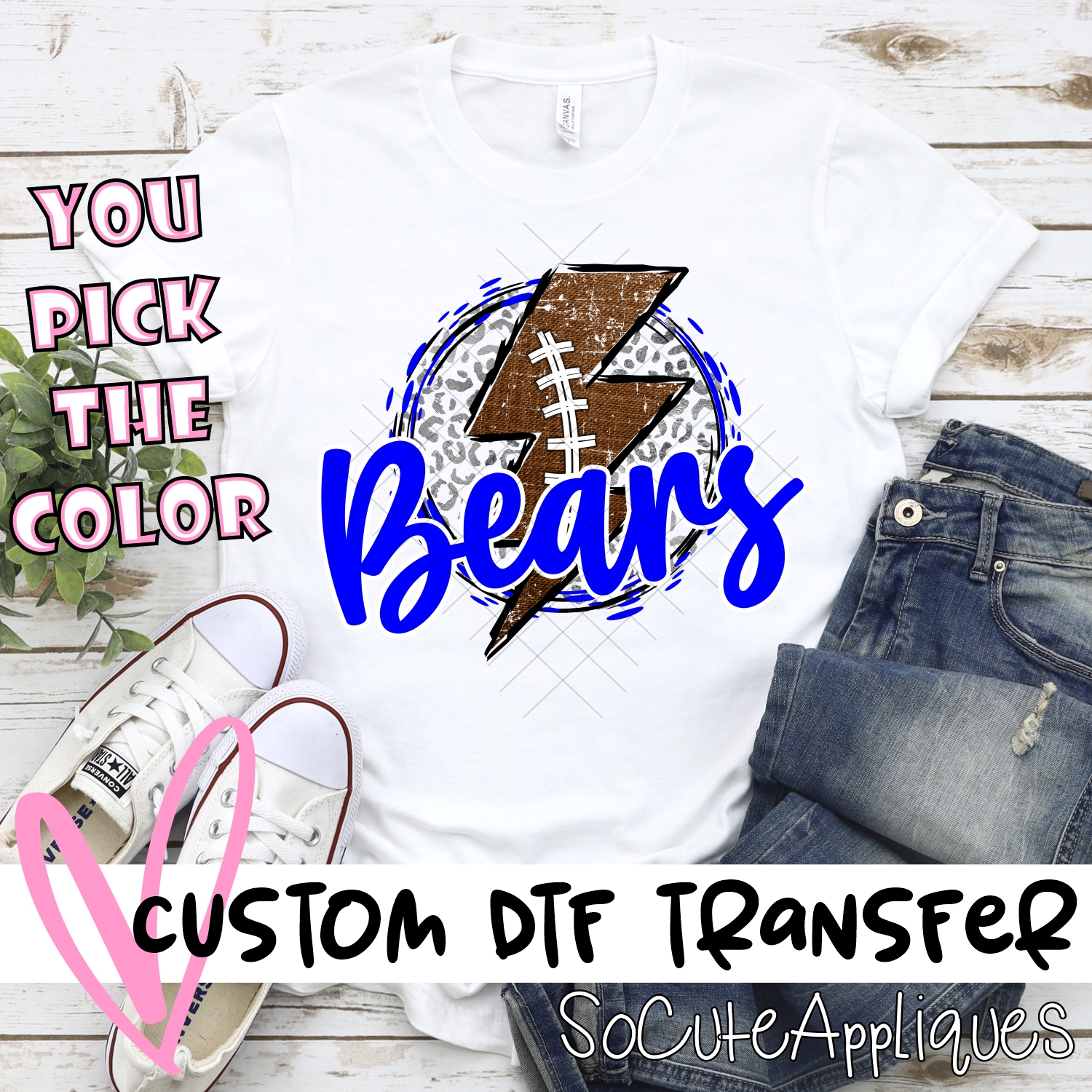 CUSTOM Bears football bolt on leopard *DTF* Transfer