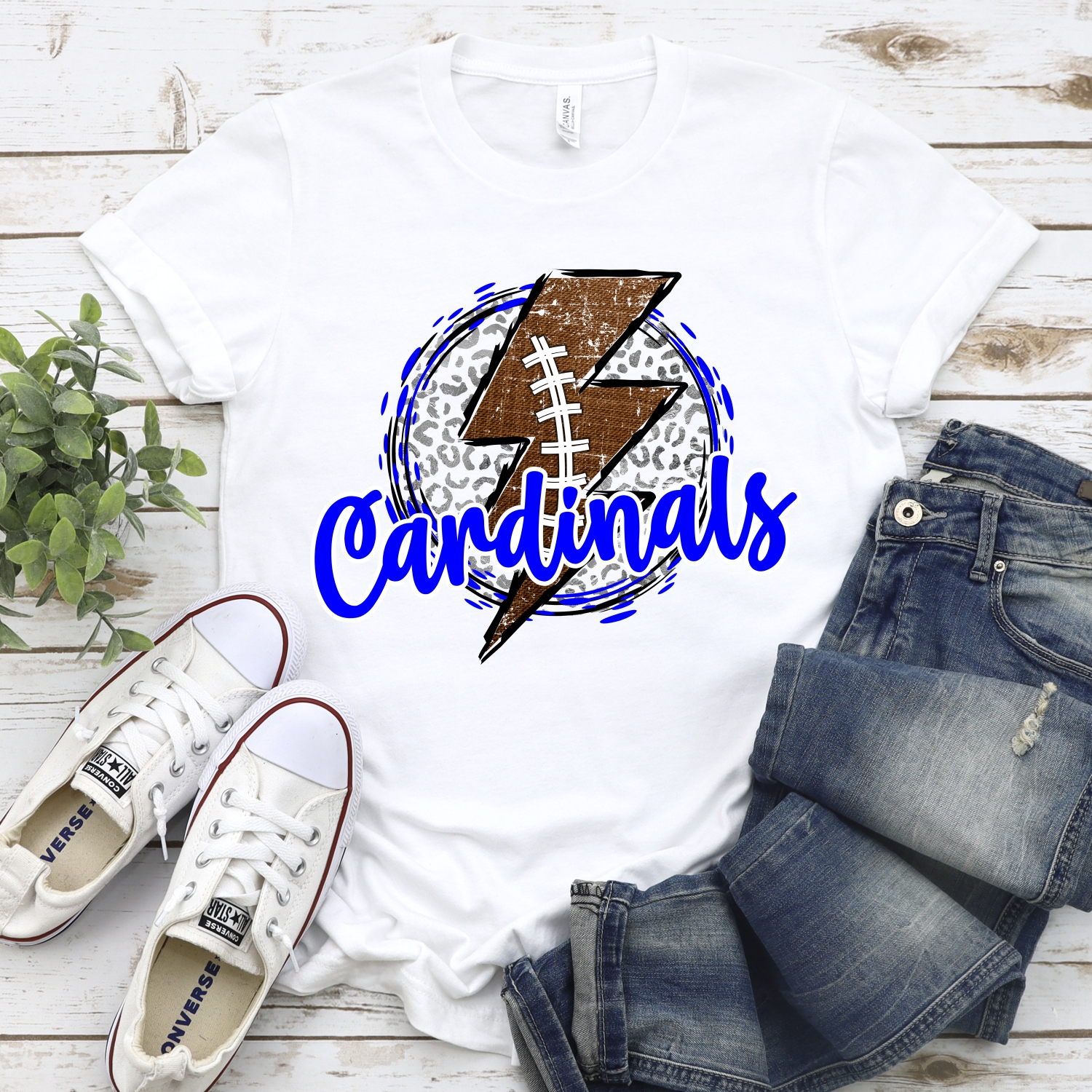 CUSTOM Cardinals football bolt on leopard *DTF* Transfer - Image 2