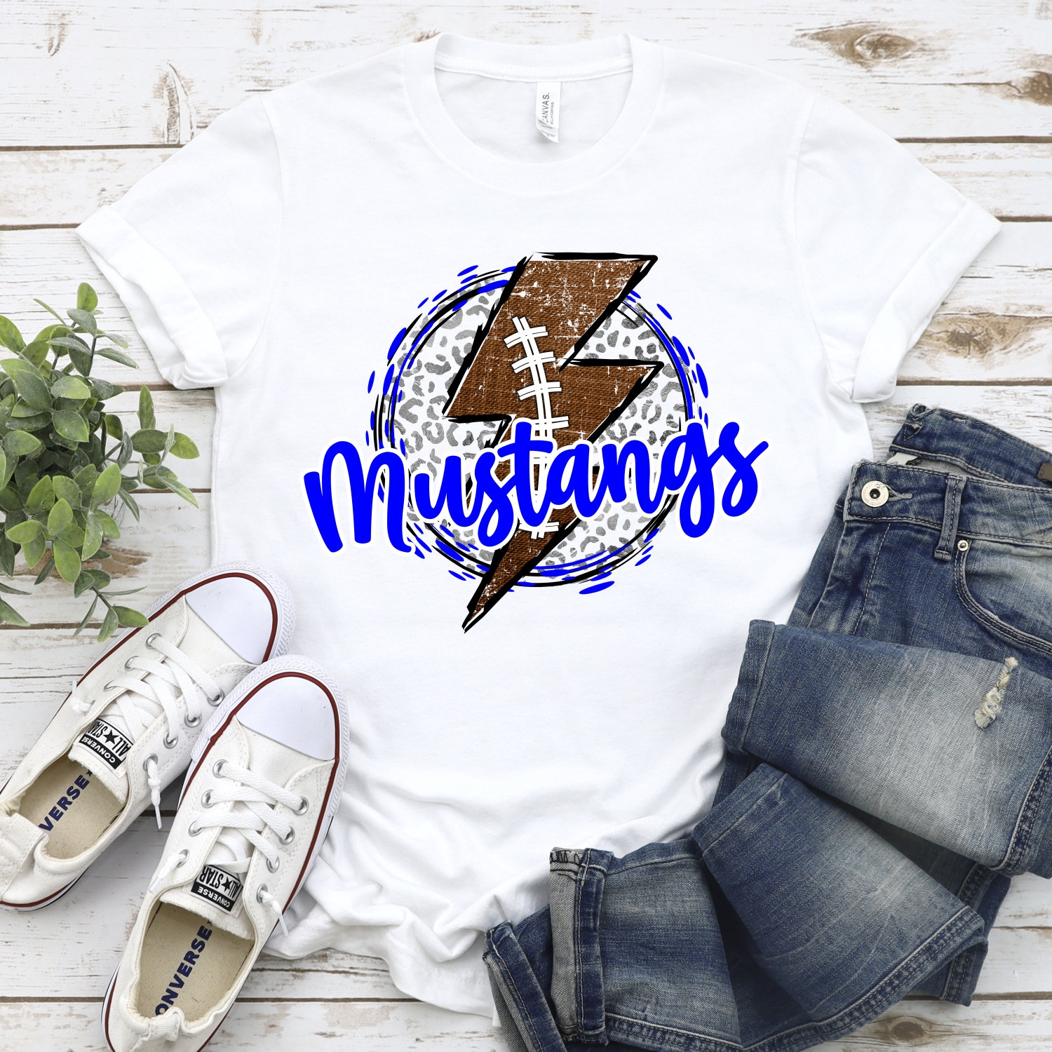 CUSTOM Mustangs football bolt on leopard *DTF* Transfer - Image 2
