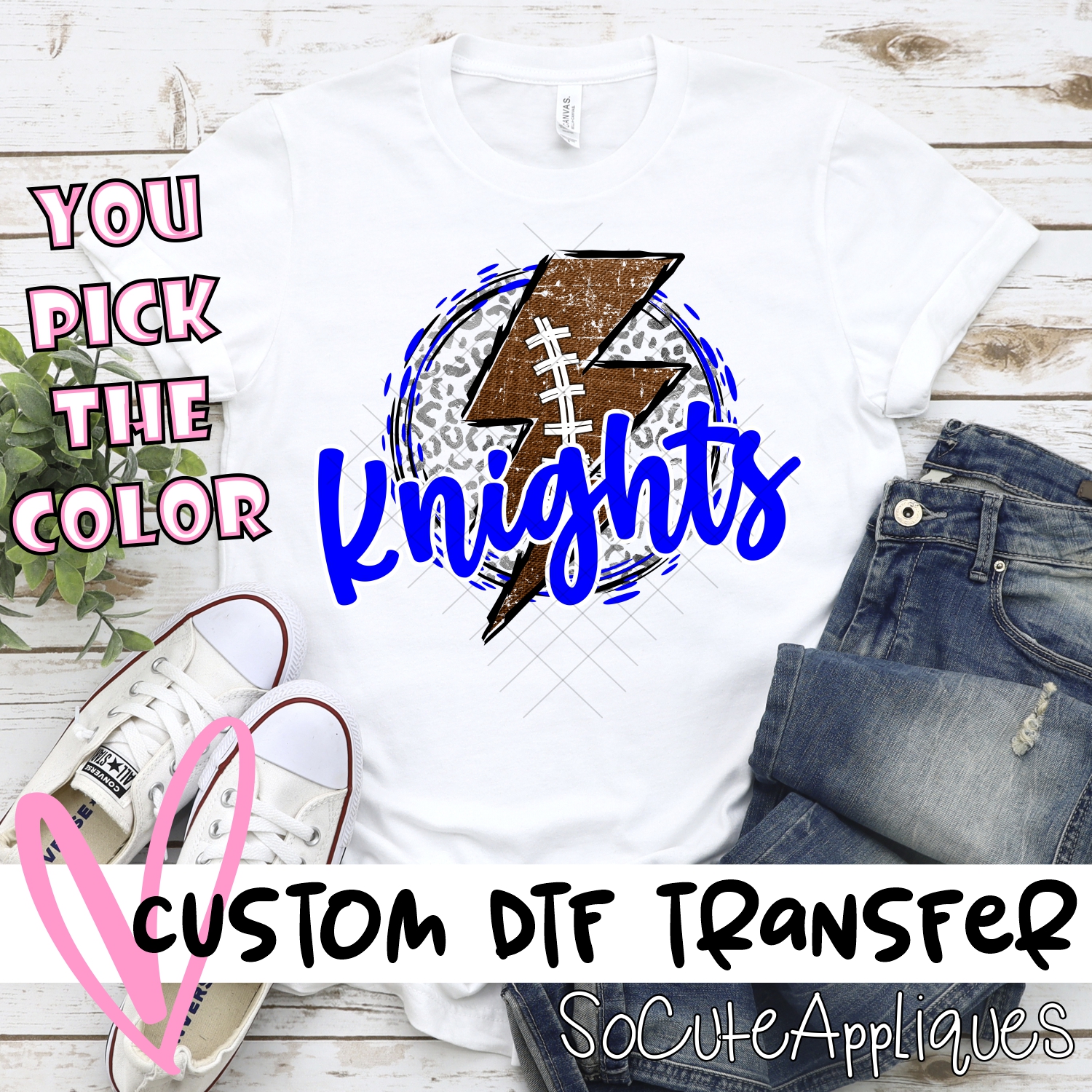 CUSTOM Knights football bolt on leopard *DTF* Transfer