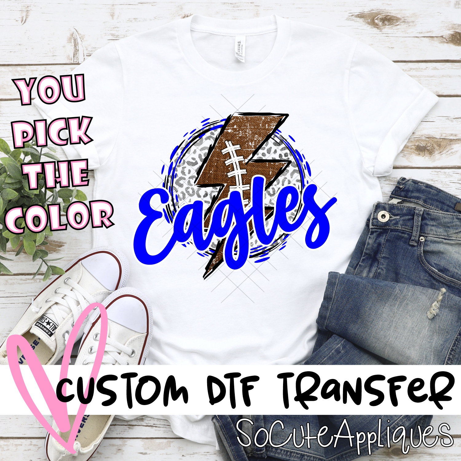 CUSTOM Eagles football bolt on leopard *DTF* Transfer