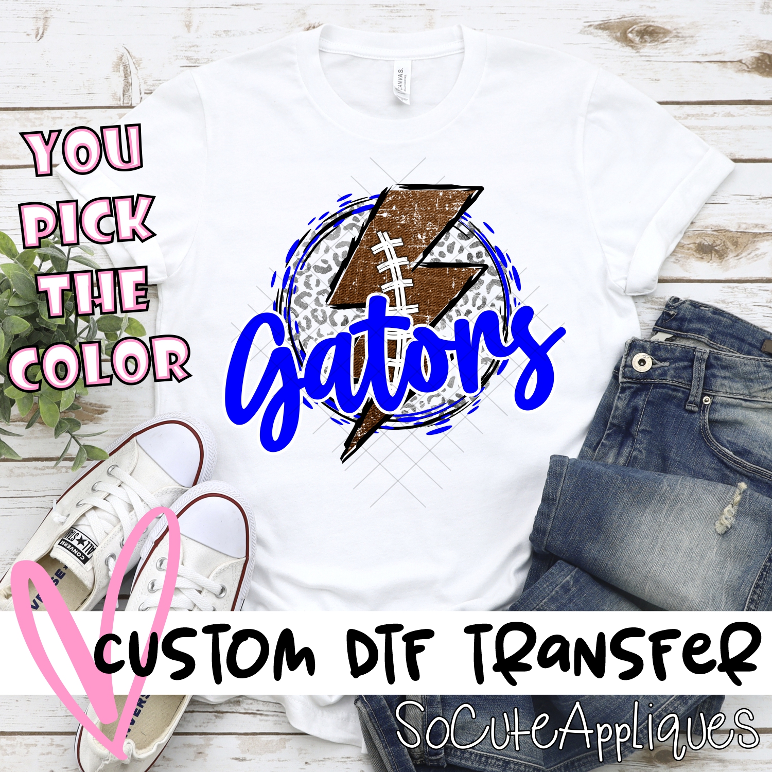 CUSTOM Gators football bolt on leopard *DTF* Transfer