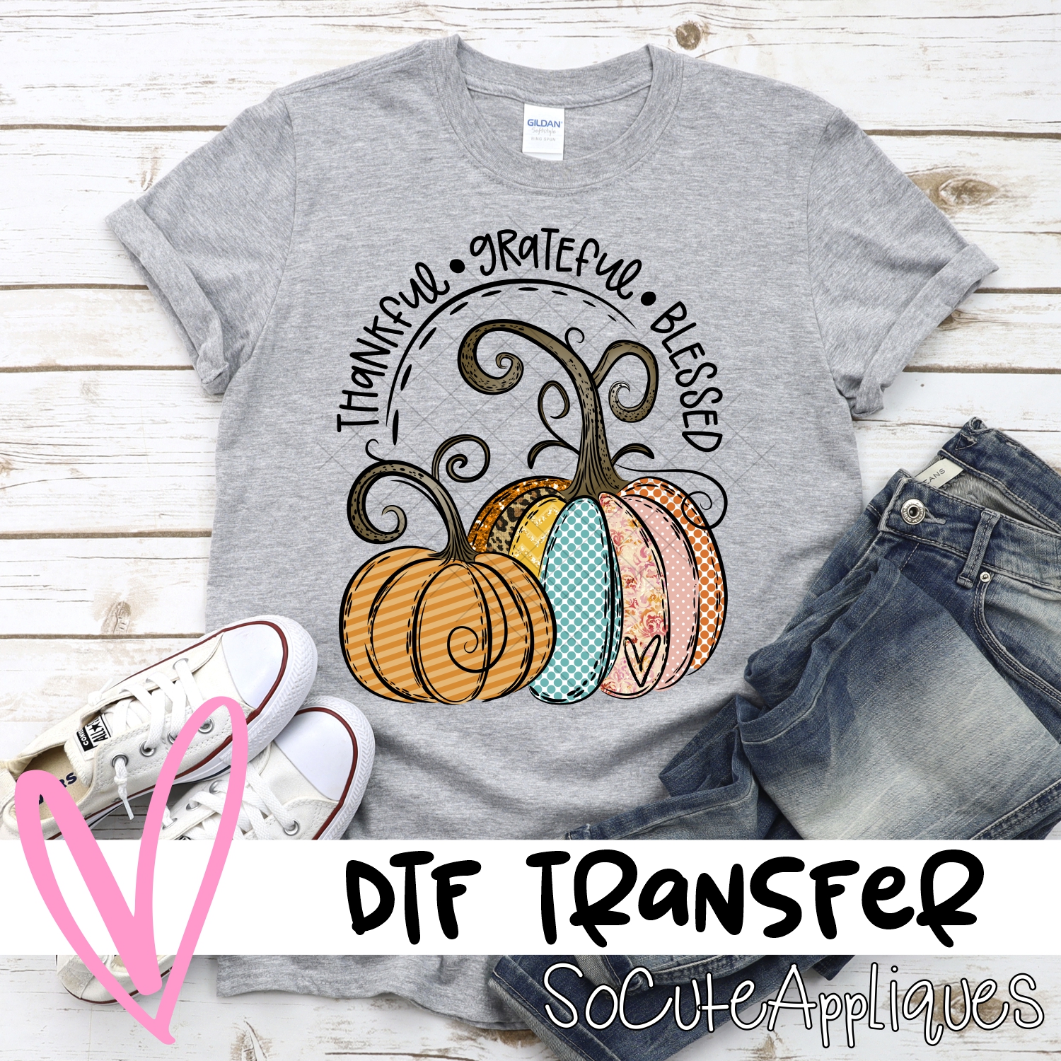 Thankful grateful blessed double pumpkin *DTF* Transfer